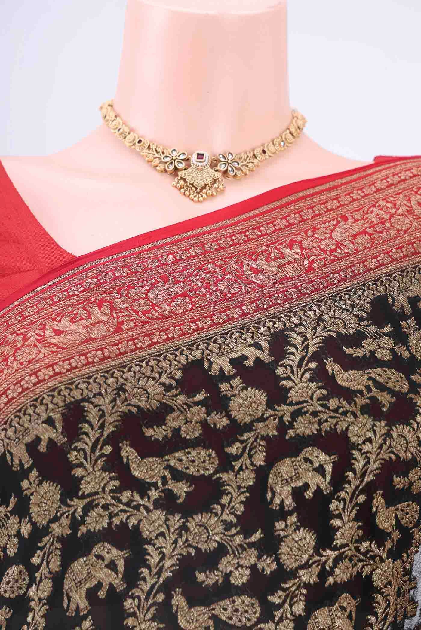 Black Banarasi Georgette Saree - Image 2
