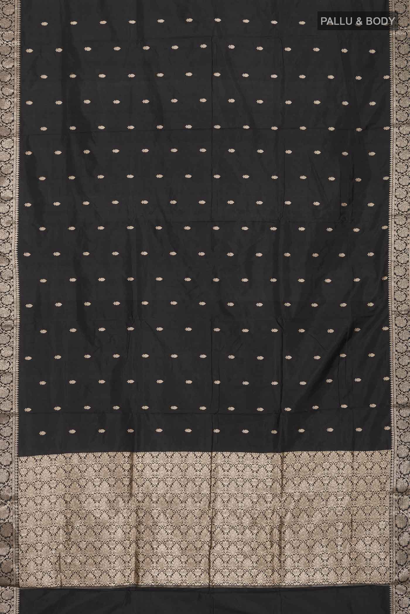 Black Banarasi Katan Silk Saree - Image 5