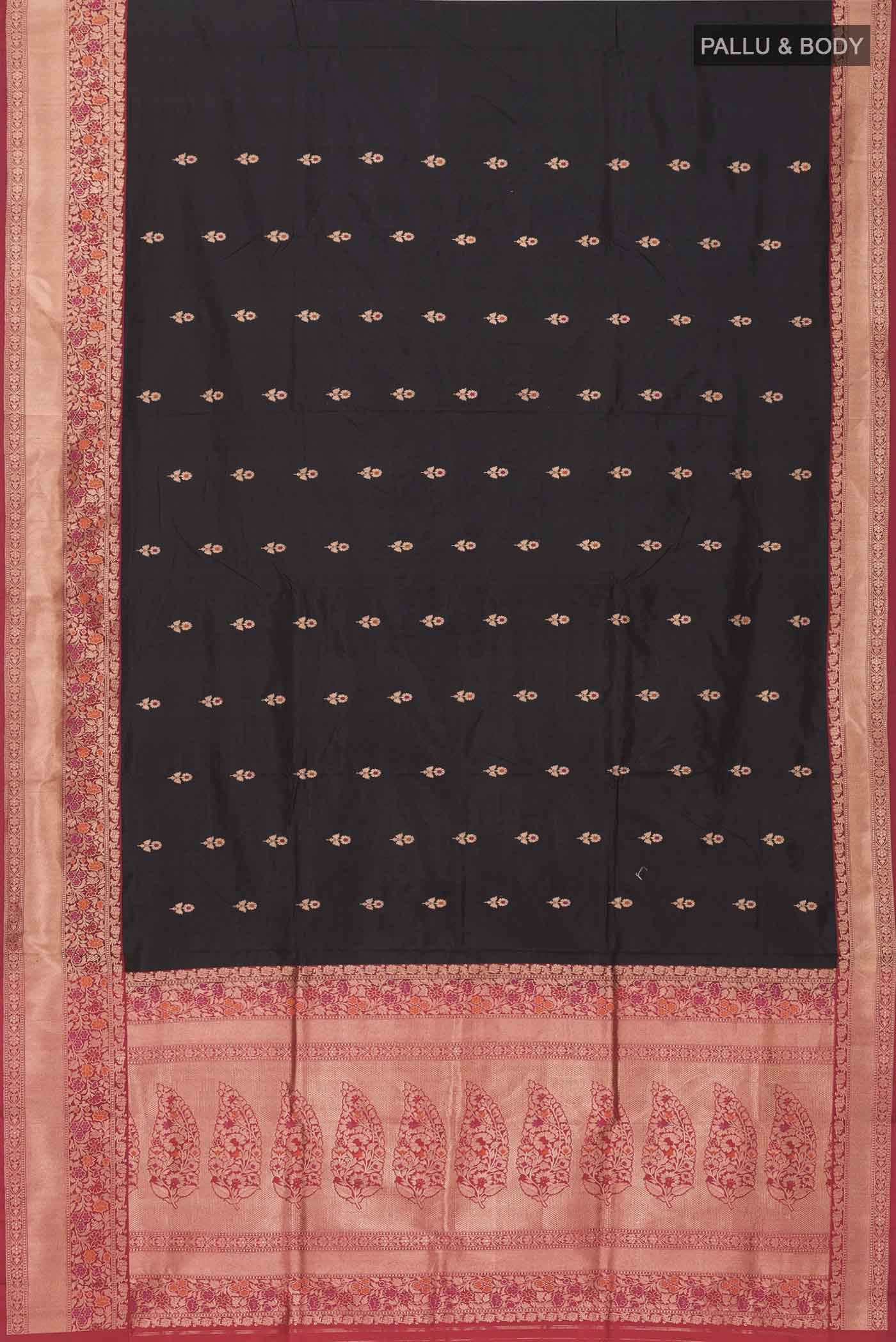 Black Banarasi Katan Silk Saree - Image 6