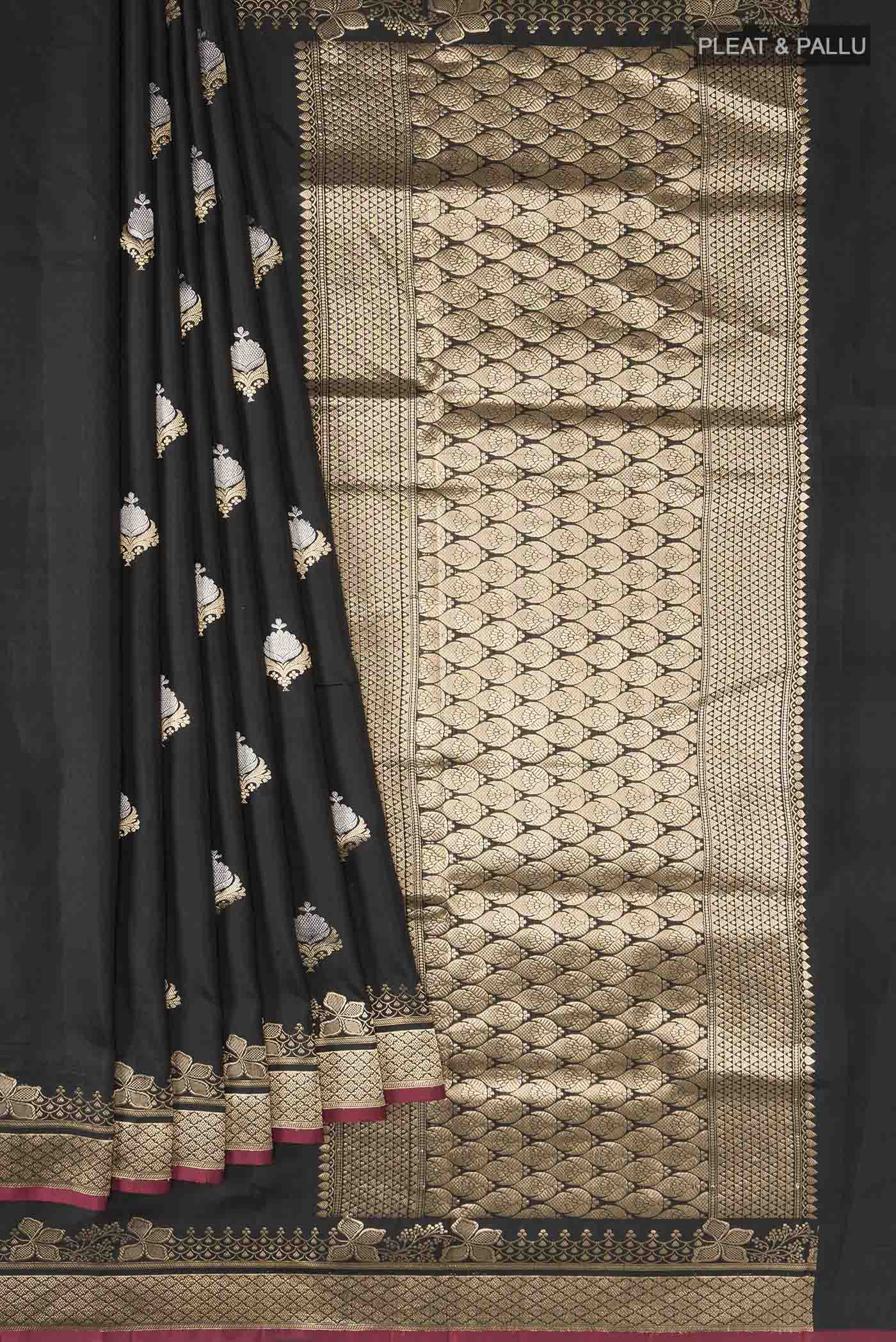 Black Banarasi Katan Silk Saree - Image 4