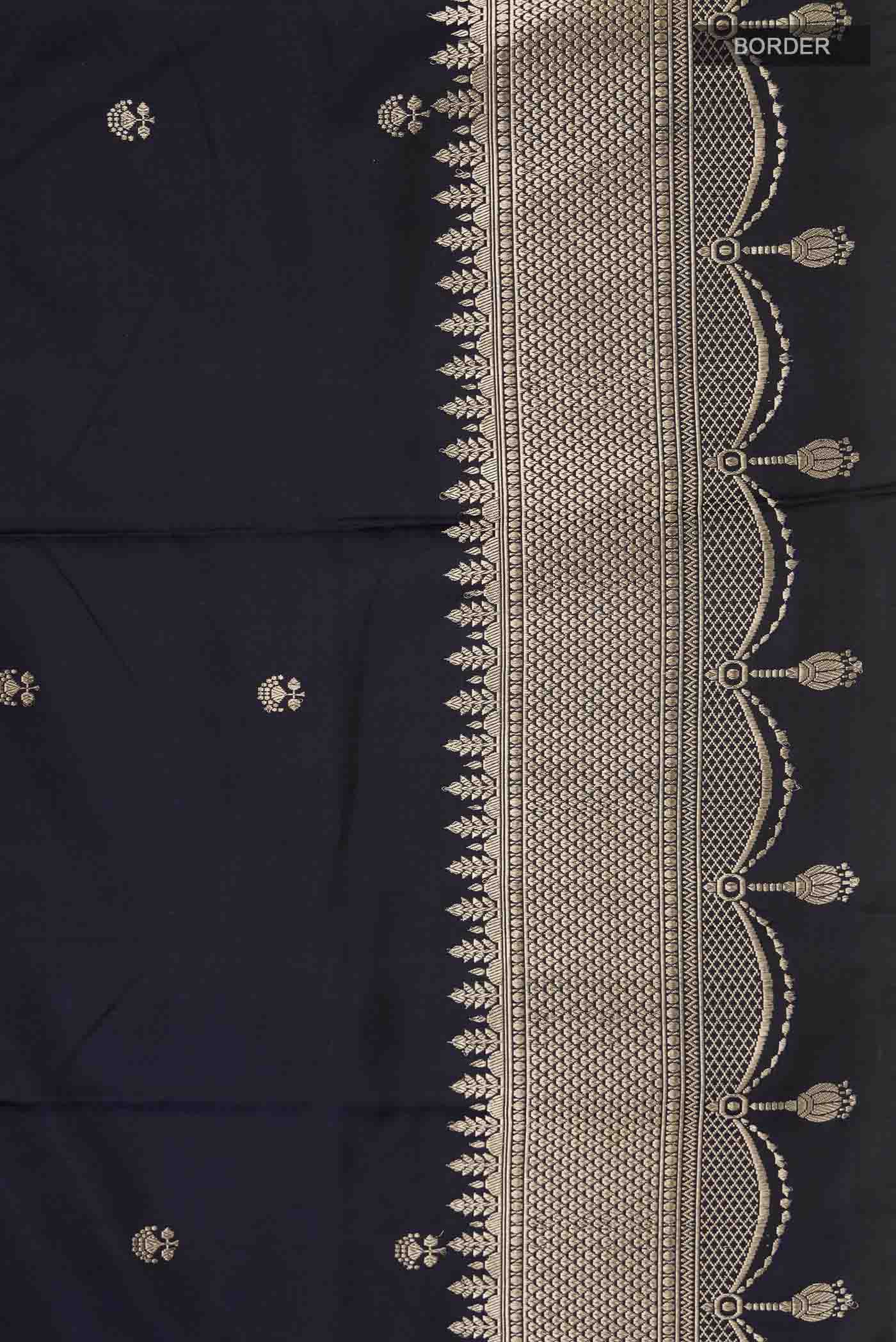Black Banarasi Silk Saree - Image 3