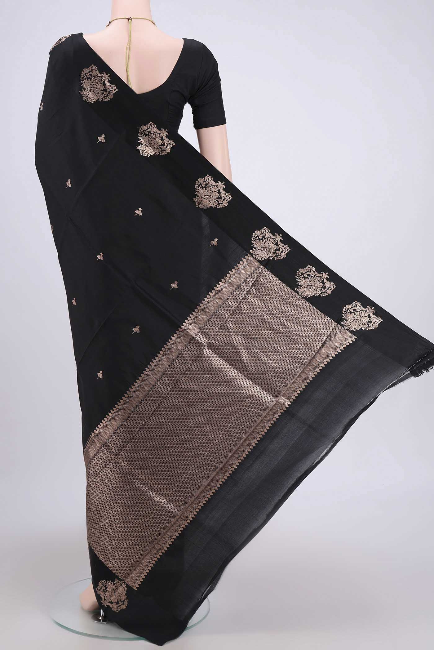 Black Banarasi Katan Silk Saree - Image 3