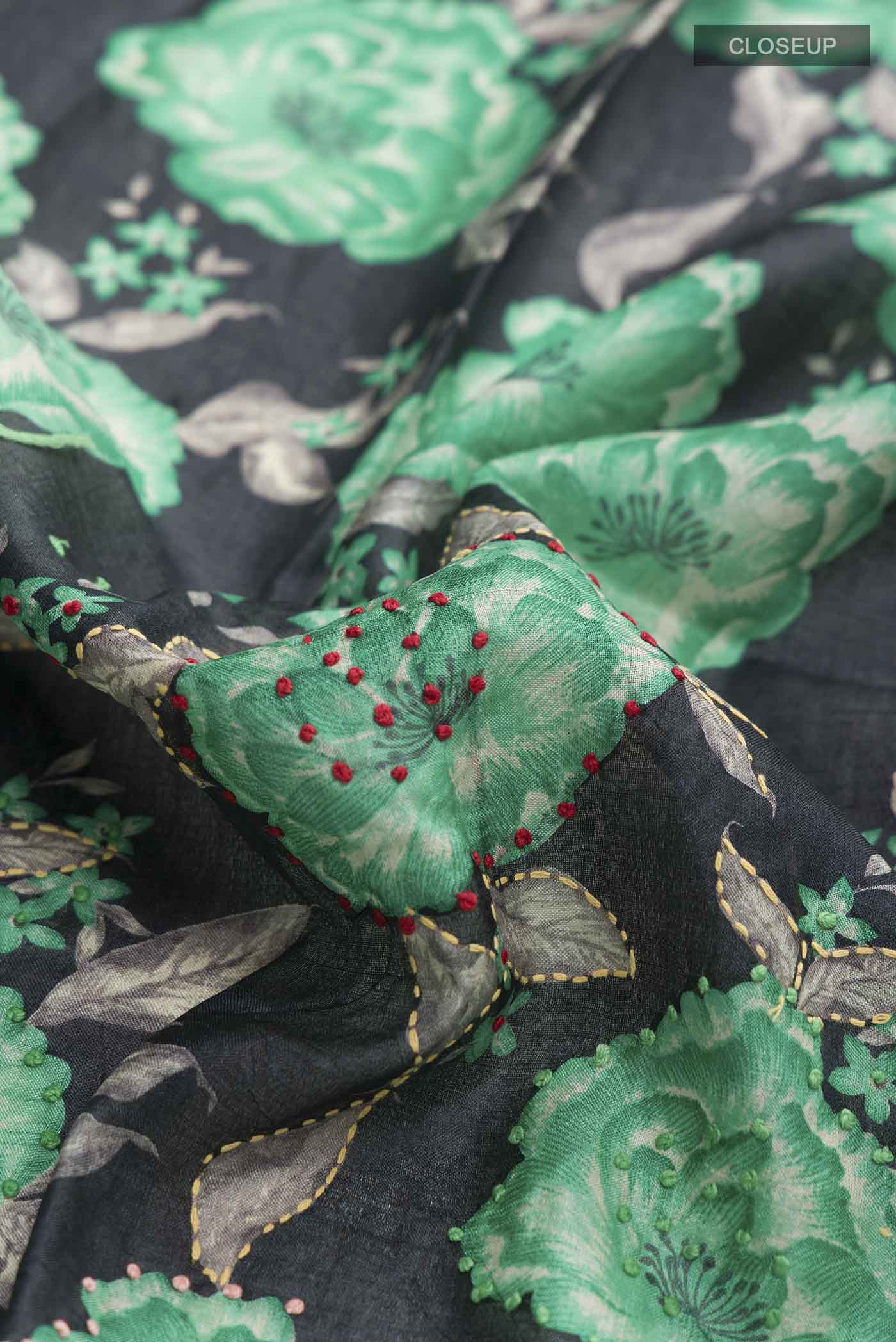 Black Tussar Silk Saree - Image 2