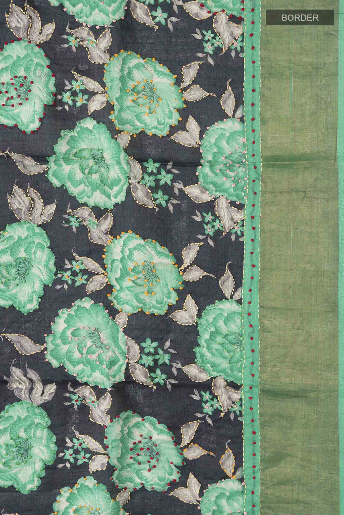 Black Tussar Silk Saree - Image 3