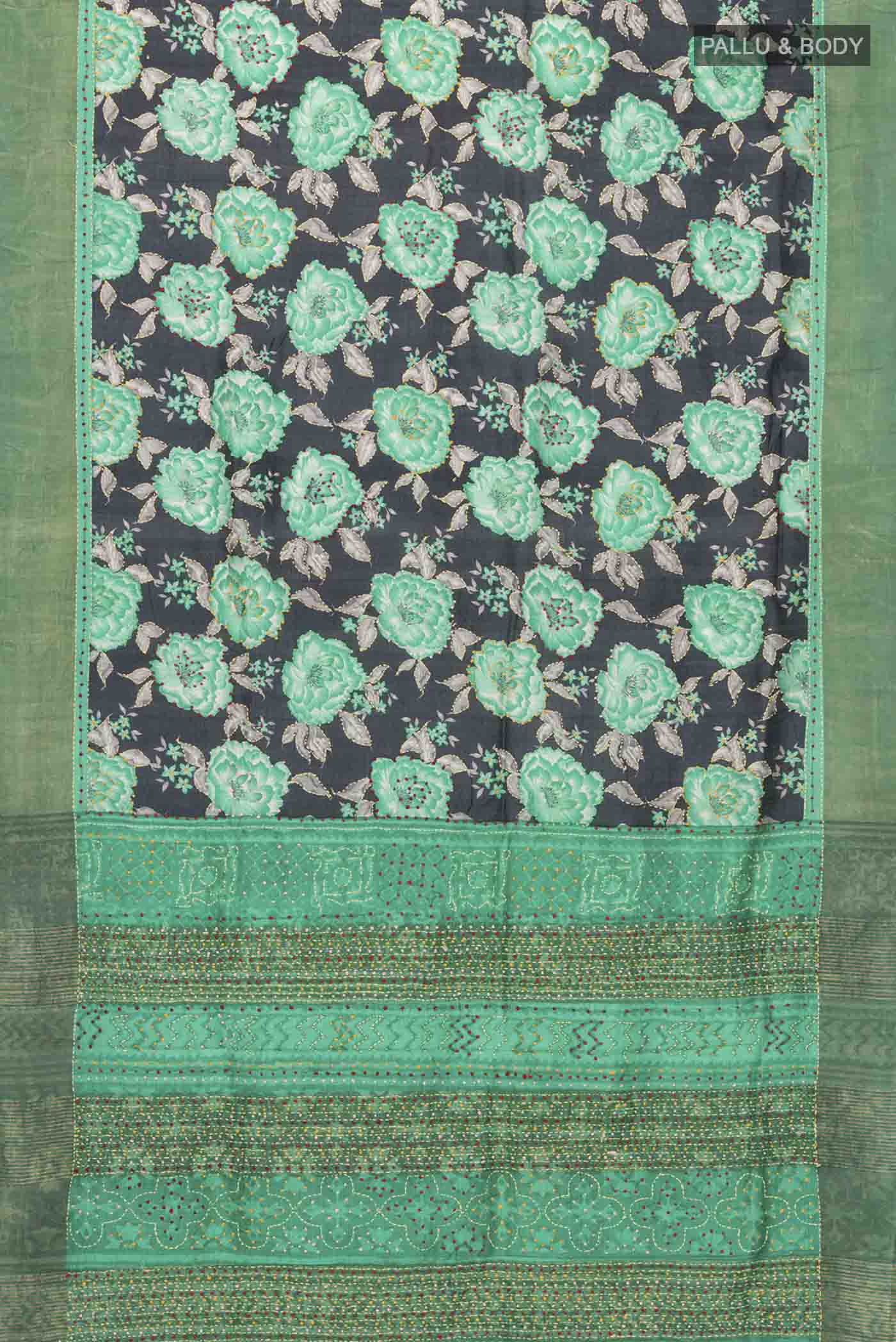Black Tussar Silk Saree - Image 5