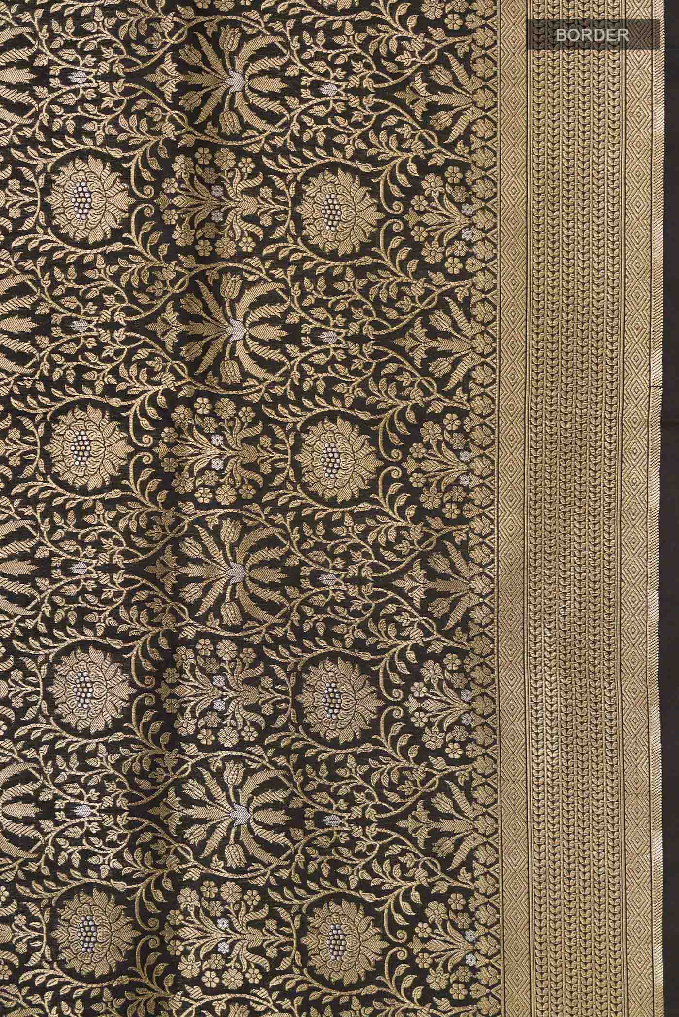 Black Banarasi Silk Saree - Image 3