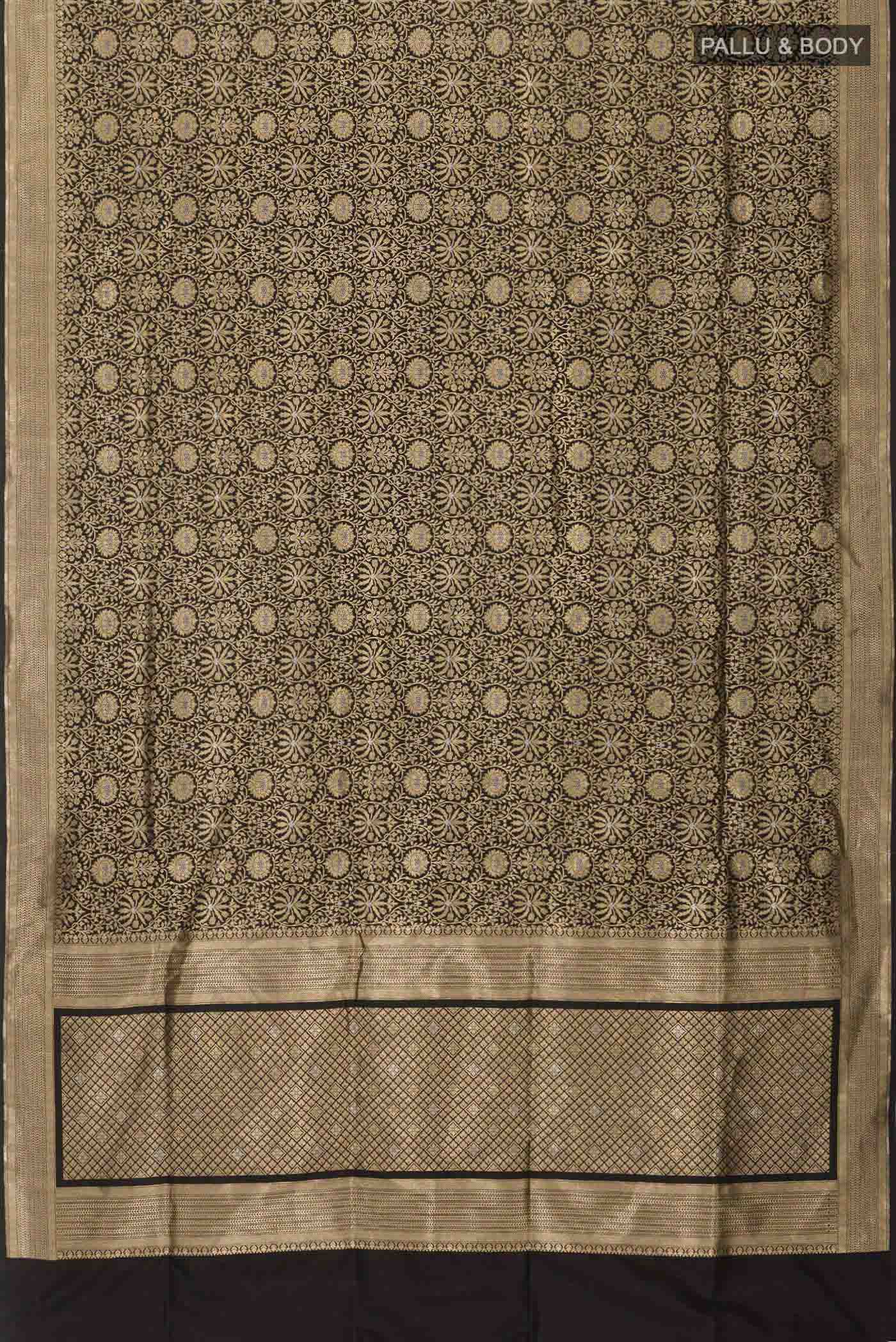 Black Banarasi Silk Saree - Image 6
