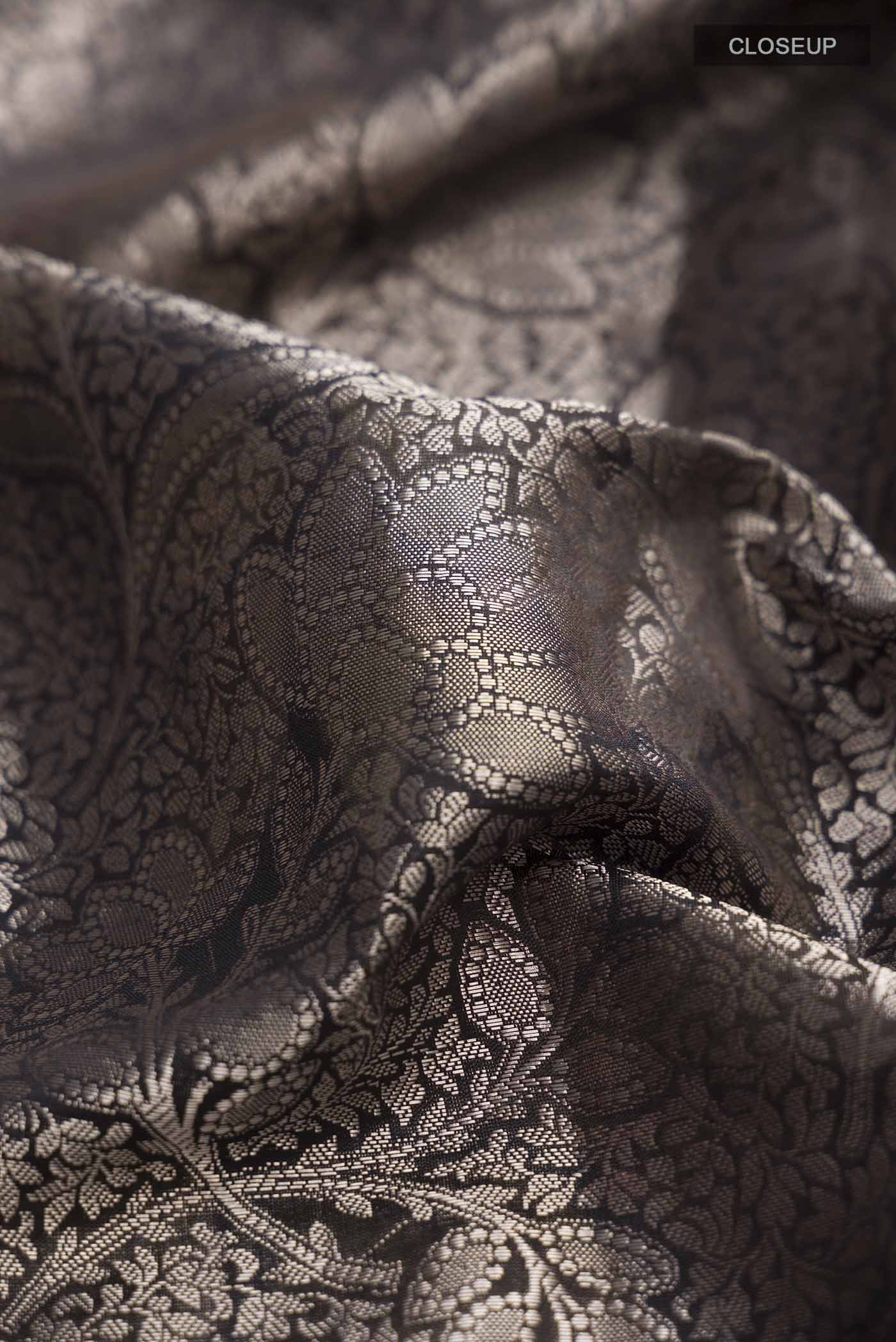 Black Banarasi Silk Saree - Image 3