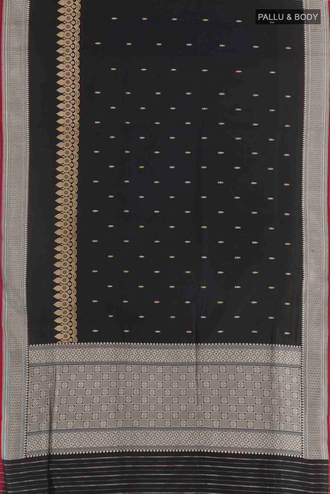 Black Banarasi Silk Saree - Image 3