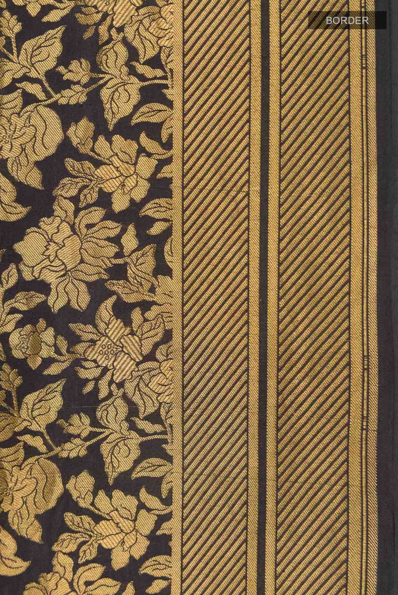 Blossom Bahar-Black Banarasi Silk Saree - Image 5