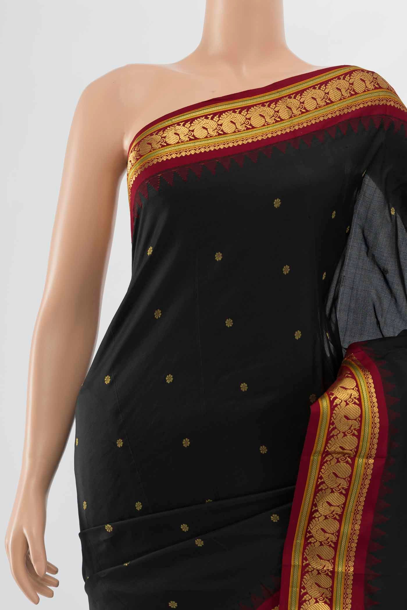 Black Bangalore Silk - kadyal Saree - Image 2