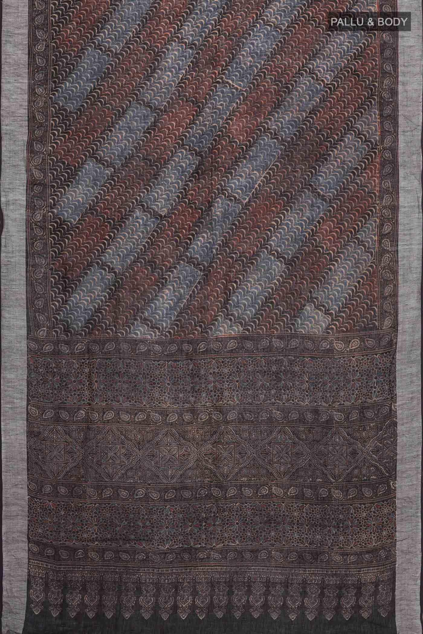 Black Bhagalpuri Tussar Silk Saree - Image 5
