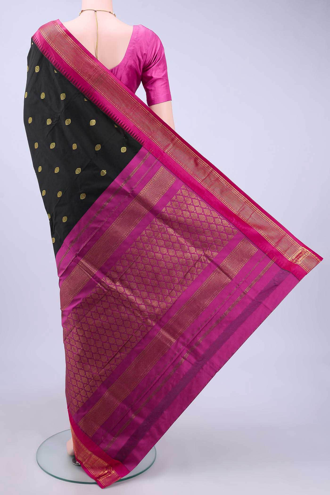 Black Blended Bangalore Silk - kadyal Saree - Image 2
