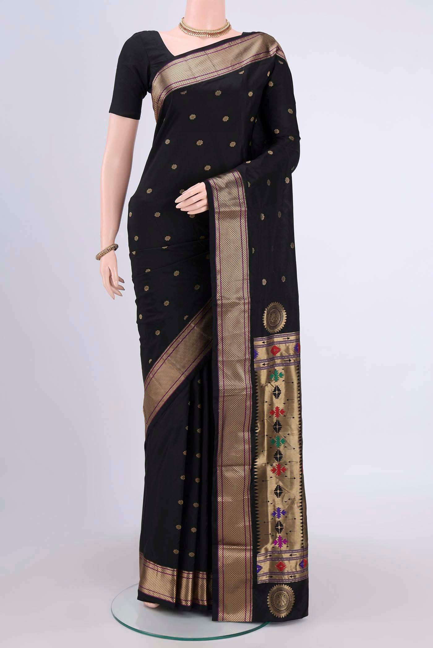 Black Blended Paithani Silk Saree