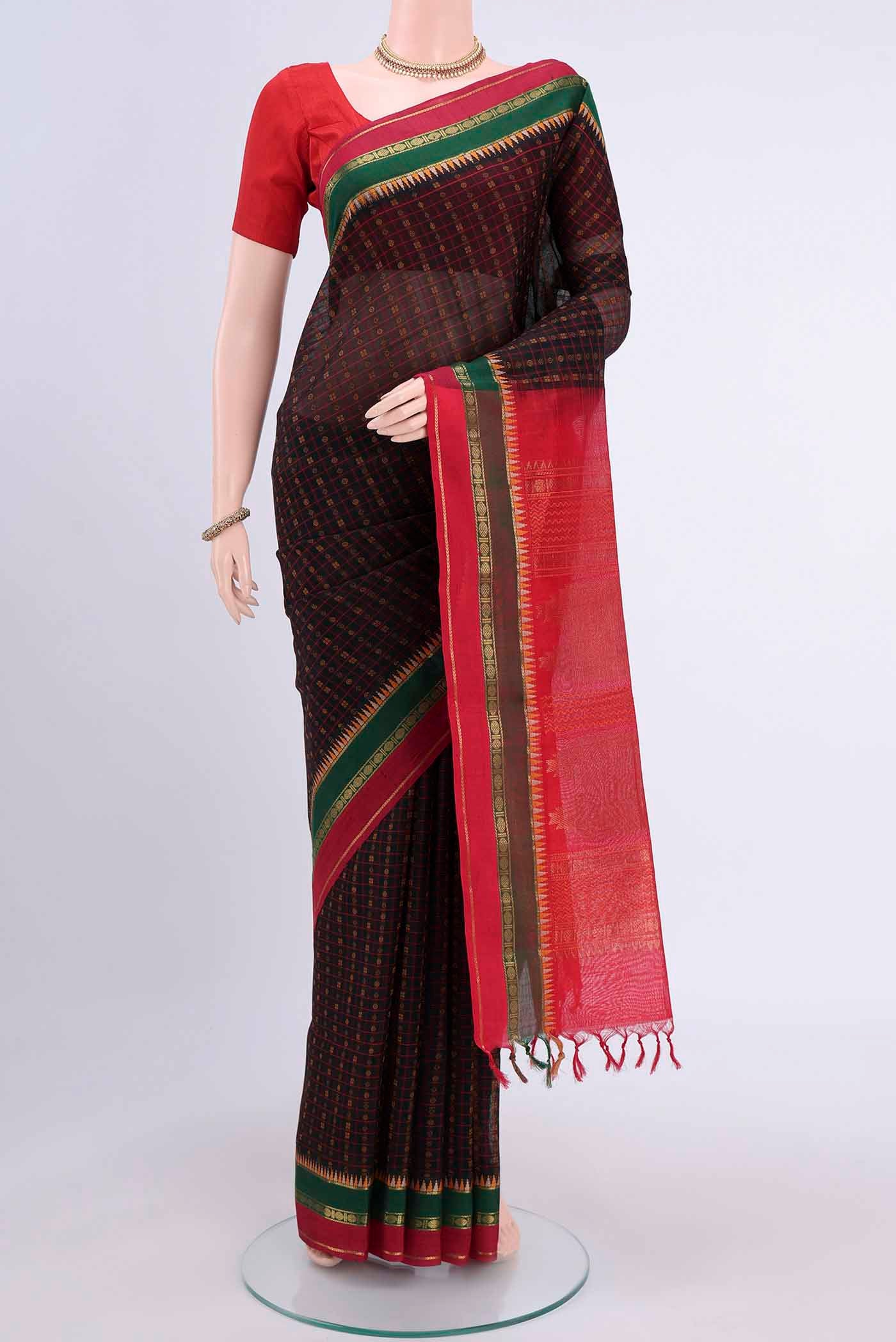 Black Blended Coimbatore Silk Cotton Saree
