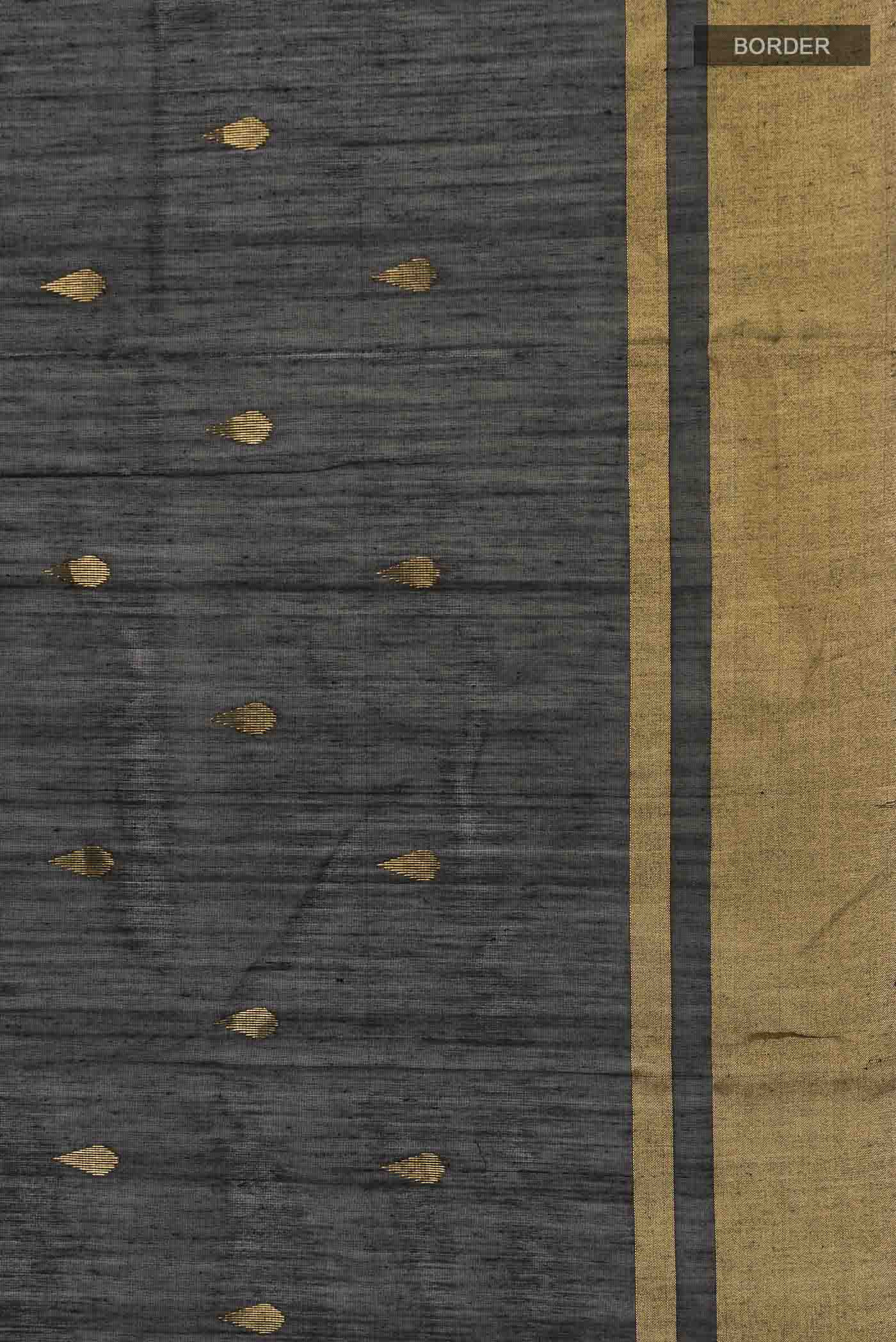 Black Chanderi Silk Cotton Saree - Image 3