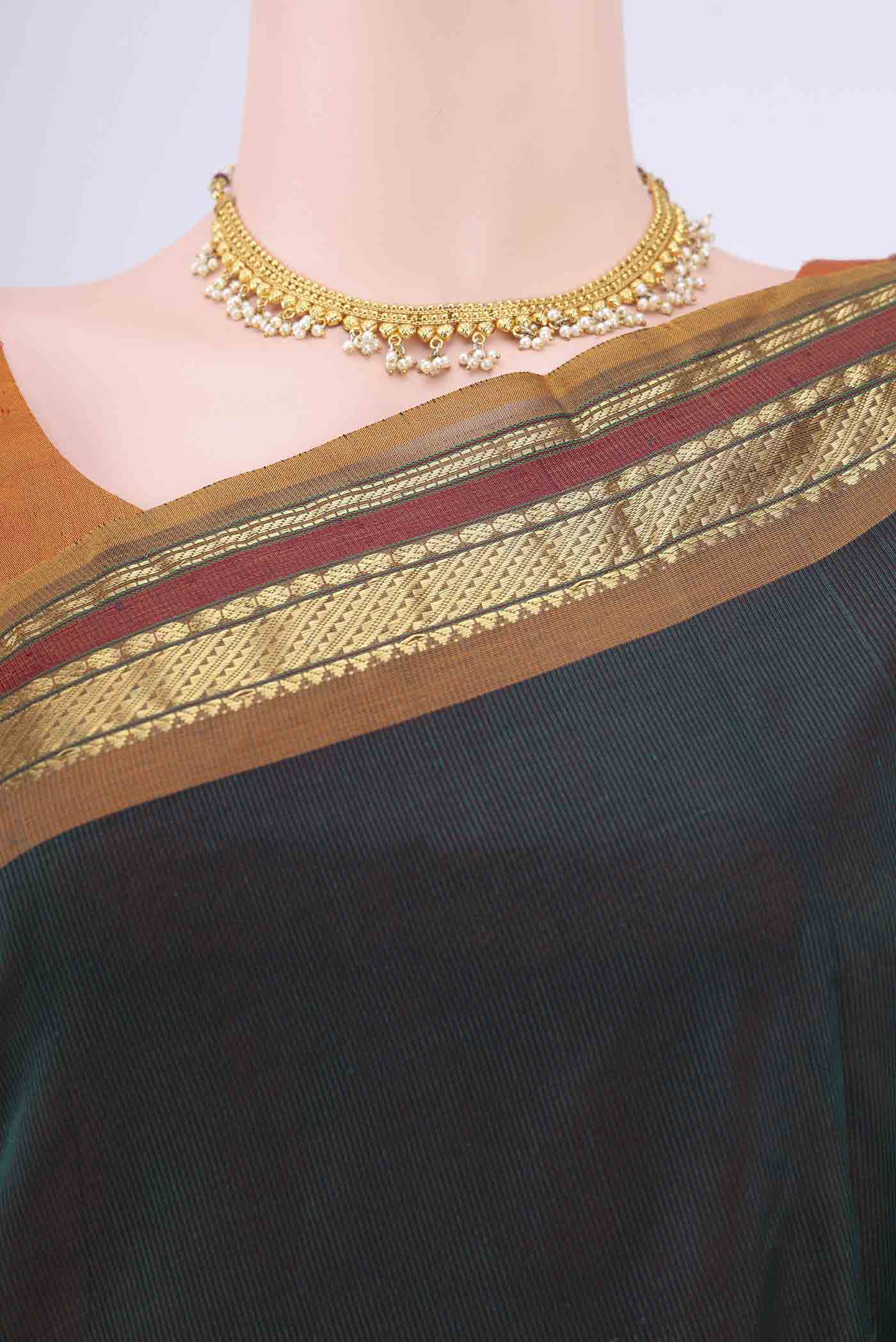 Black Coimbatore Cotton Saree - Image 2
