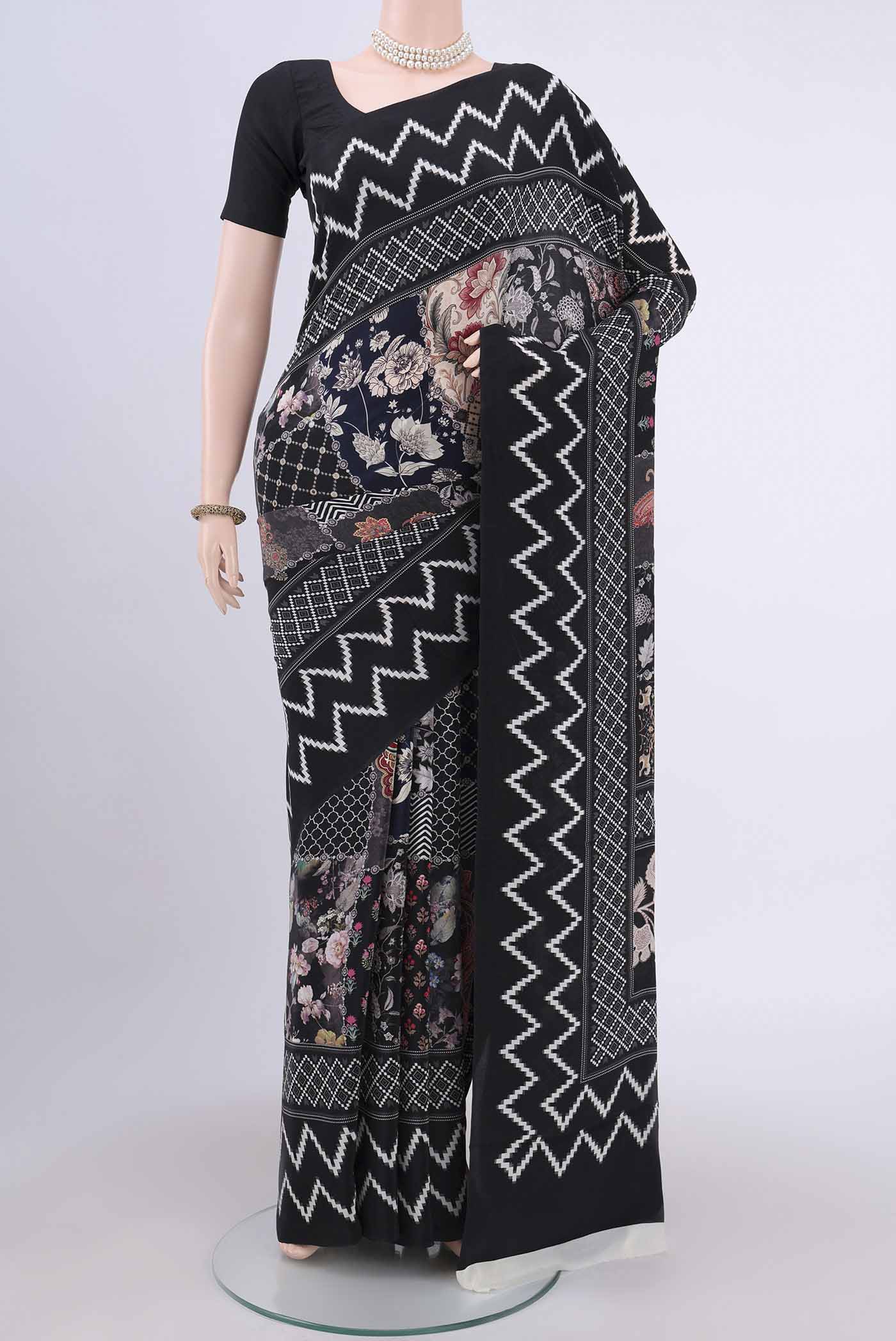 Black Crepe Saree
