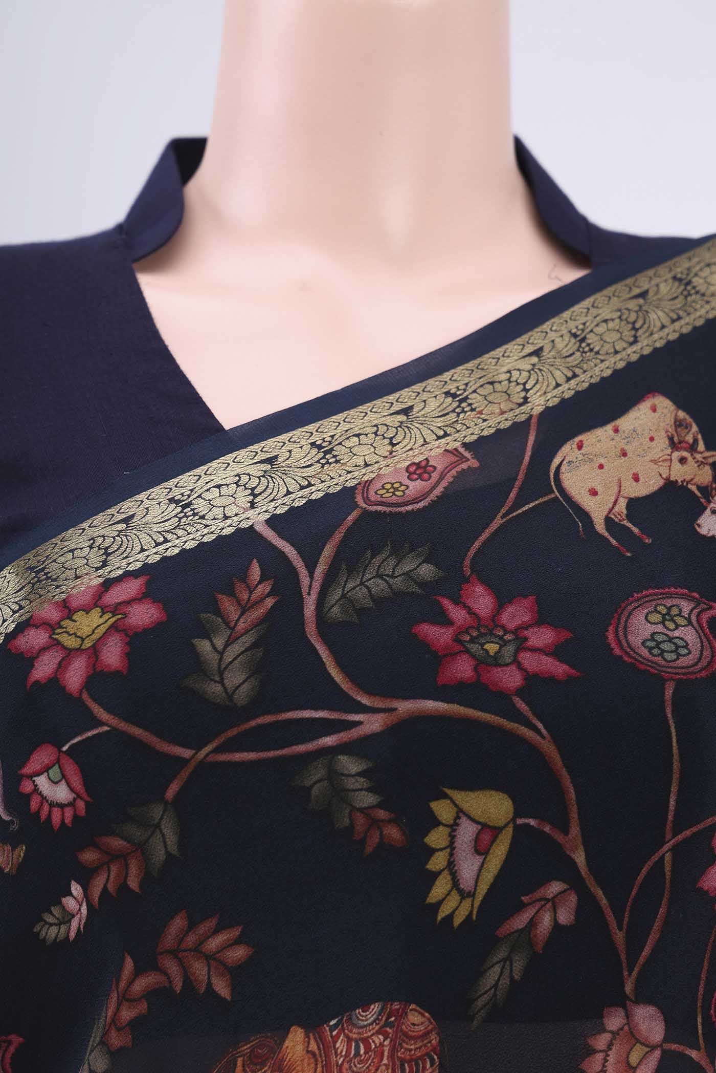 Black Crepe Saree - Image 2