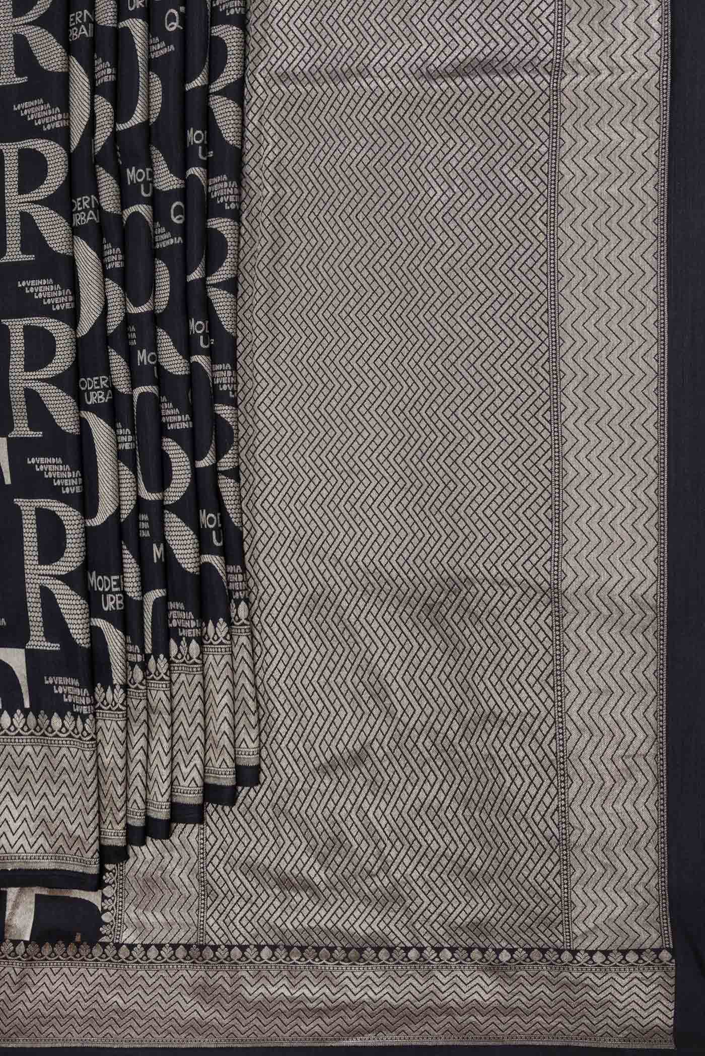 Black Dual Tone Banarasi Silk Saree - Image 4