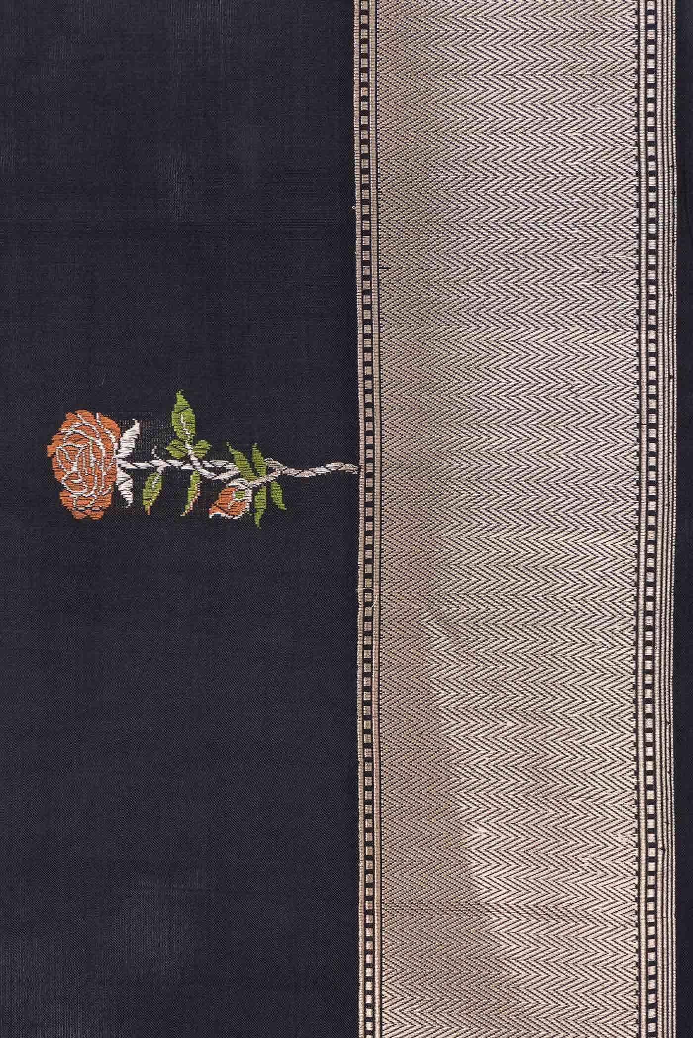 Black Dual Tone Banarasi Silk Saree - Image 6