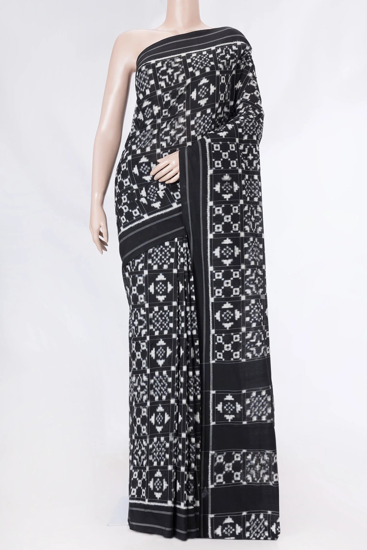 Black Dual Tone Double Ikat Saree