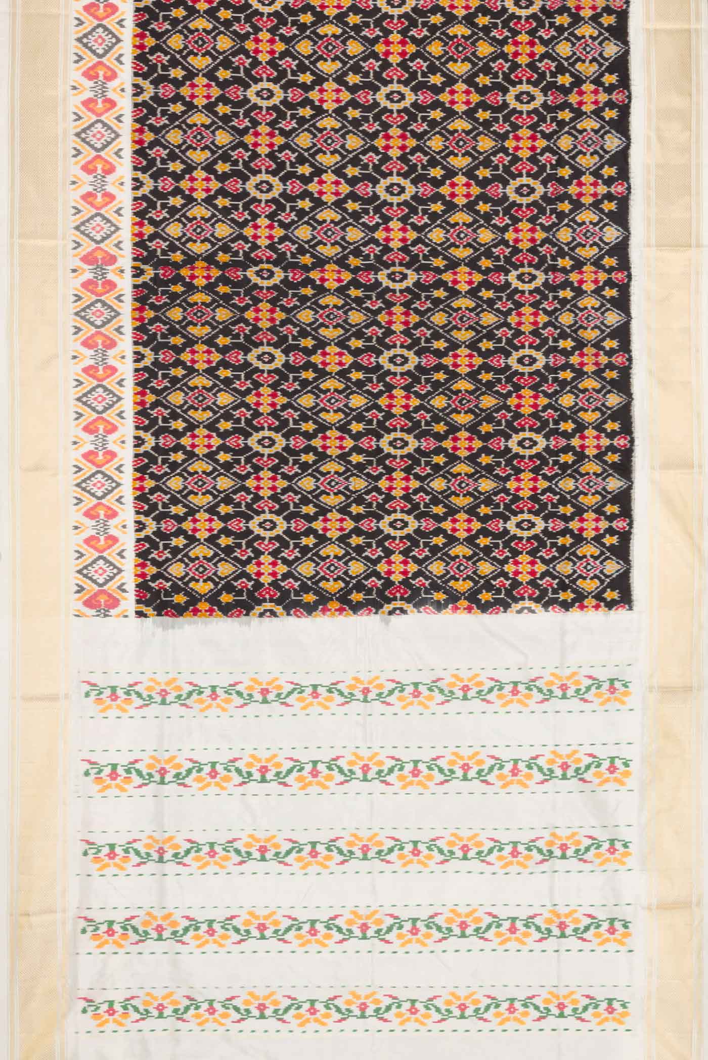 Black Dual Tone Double Ikat Saree - Image 6