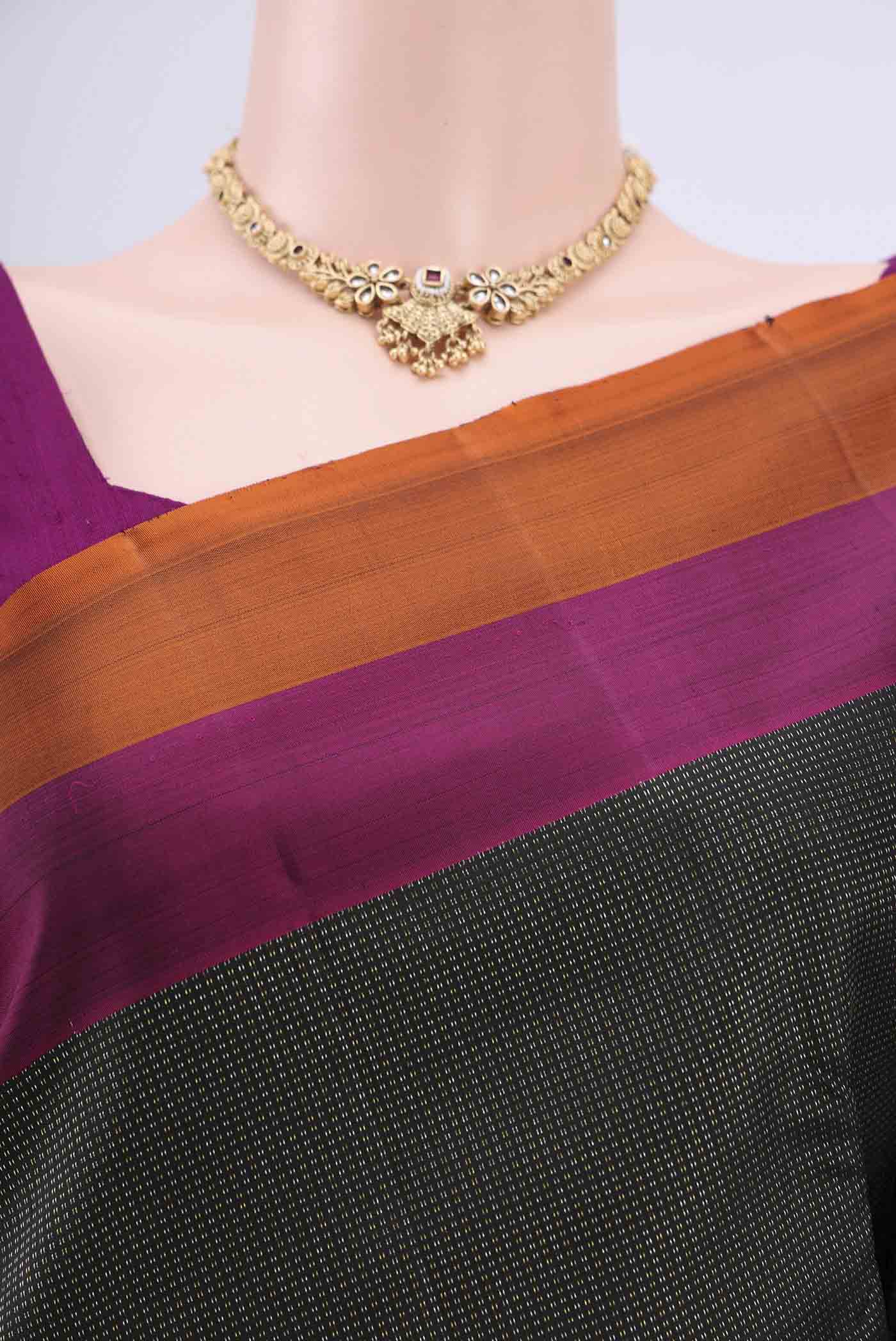 Black Kanchipuram Silk Saree - Image 2