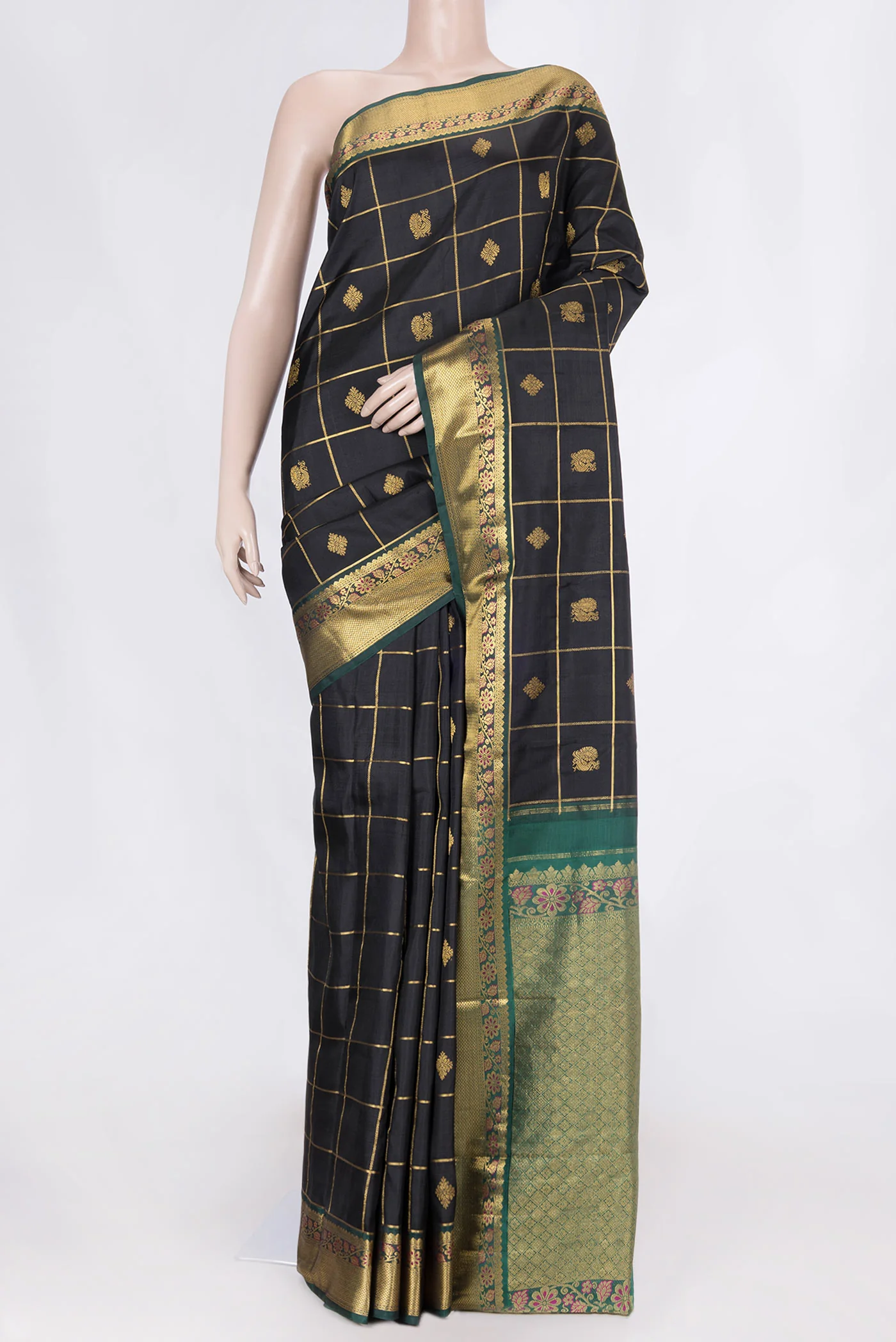 Black Dual Tone Kanjivaram Silk Saree