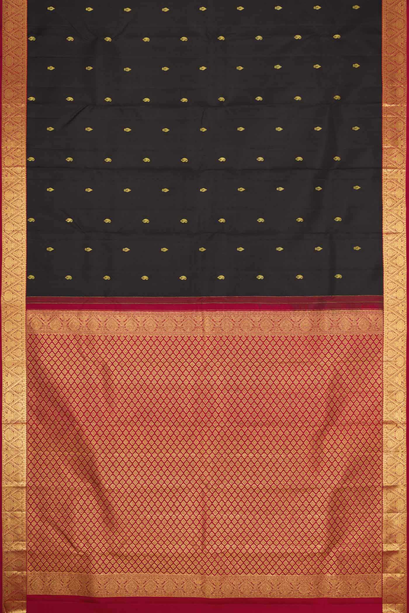 Black Dual Tone Kanjivaram Silk Saree - Image 6