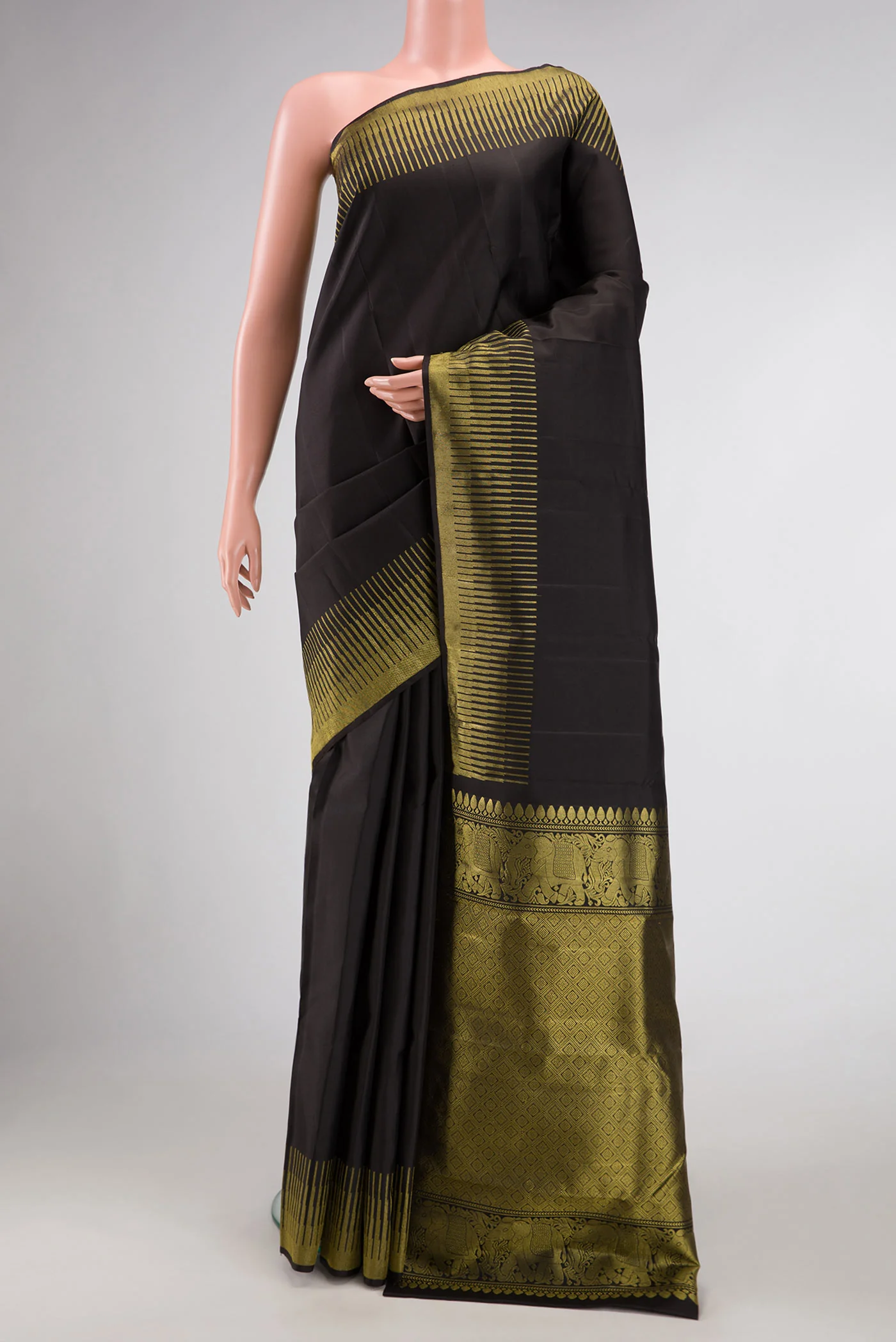 Black Kanchipuram Silk Saree
