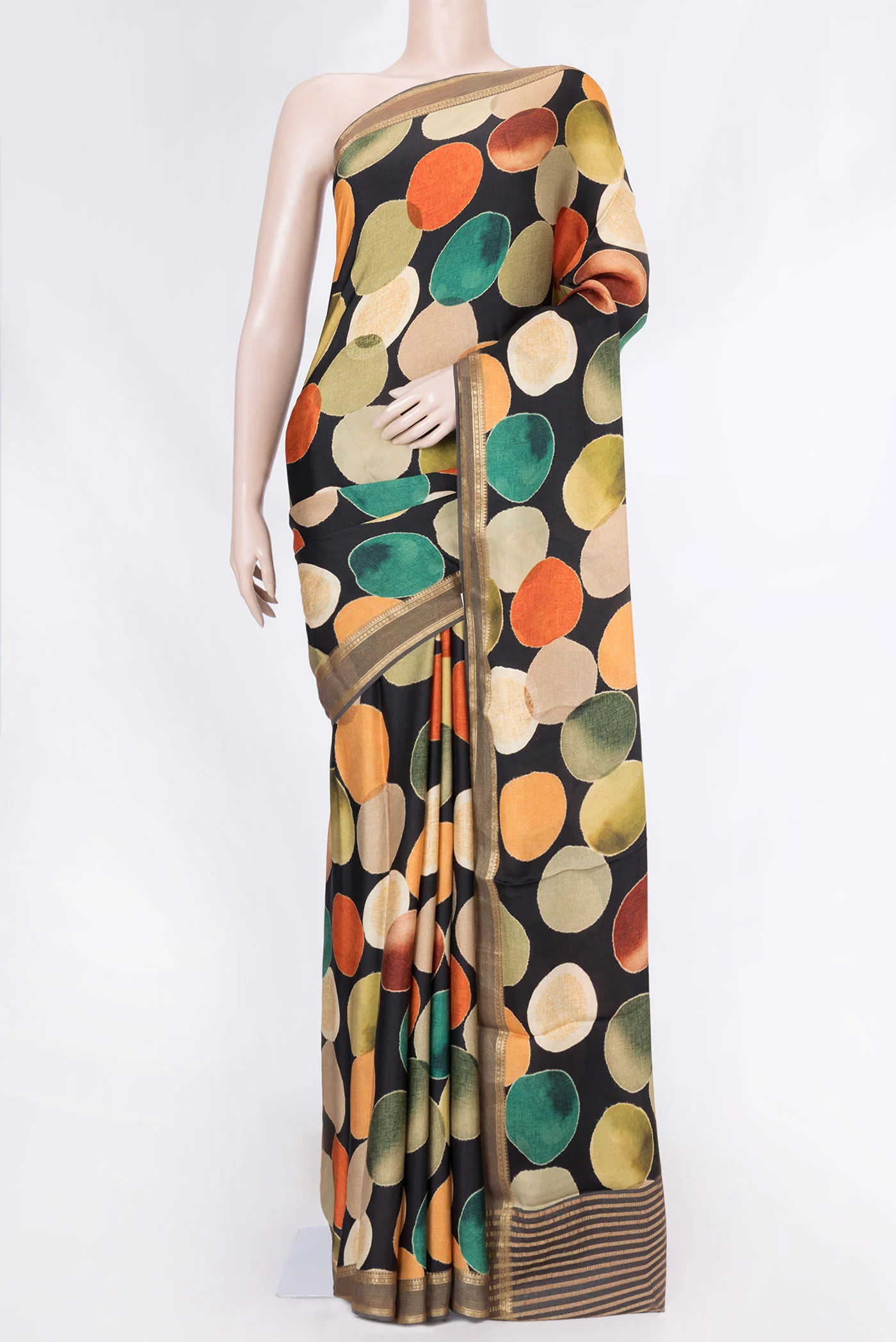 Black Dual Tone Mysore Crepe Saree