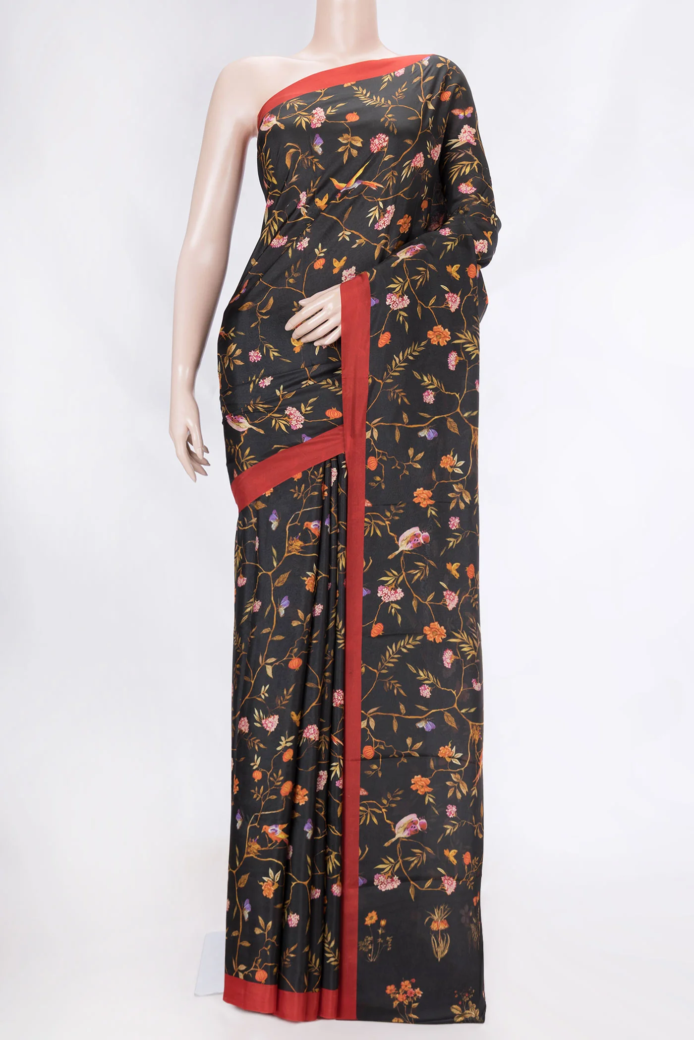 Black Dual Tone Mysore Crepe Saree