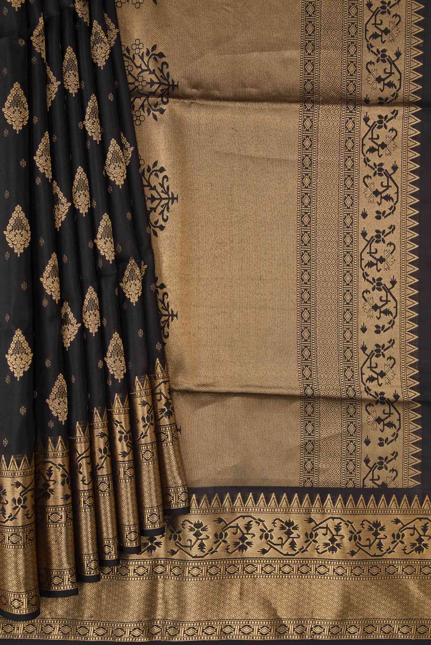 Black Dual Tone Soft Silk Saree - Image 5