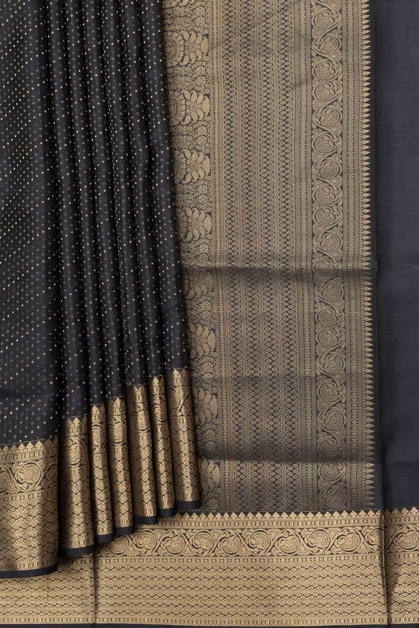 Black Dual Tone Soft Silk Saree - Image 4
