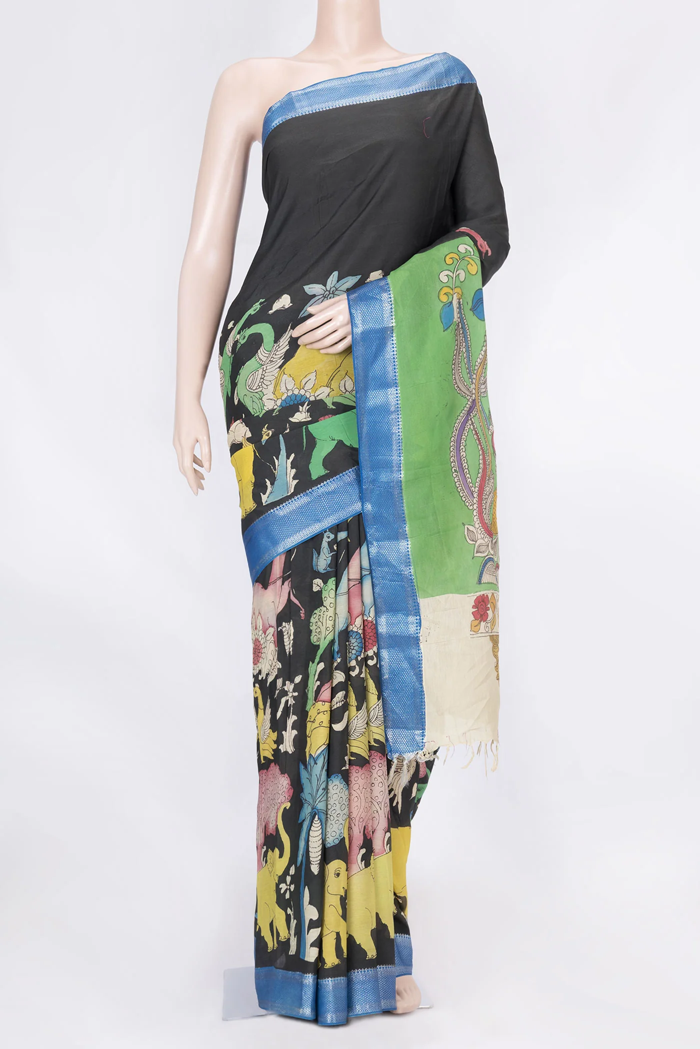 Black Dual Tone Tussar Saree