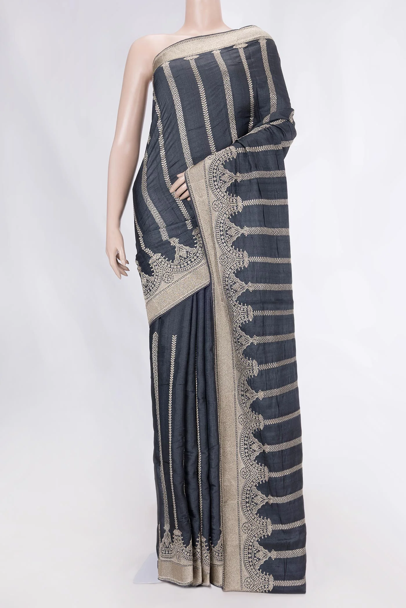 Black Dual Tone Tussar Saree