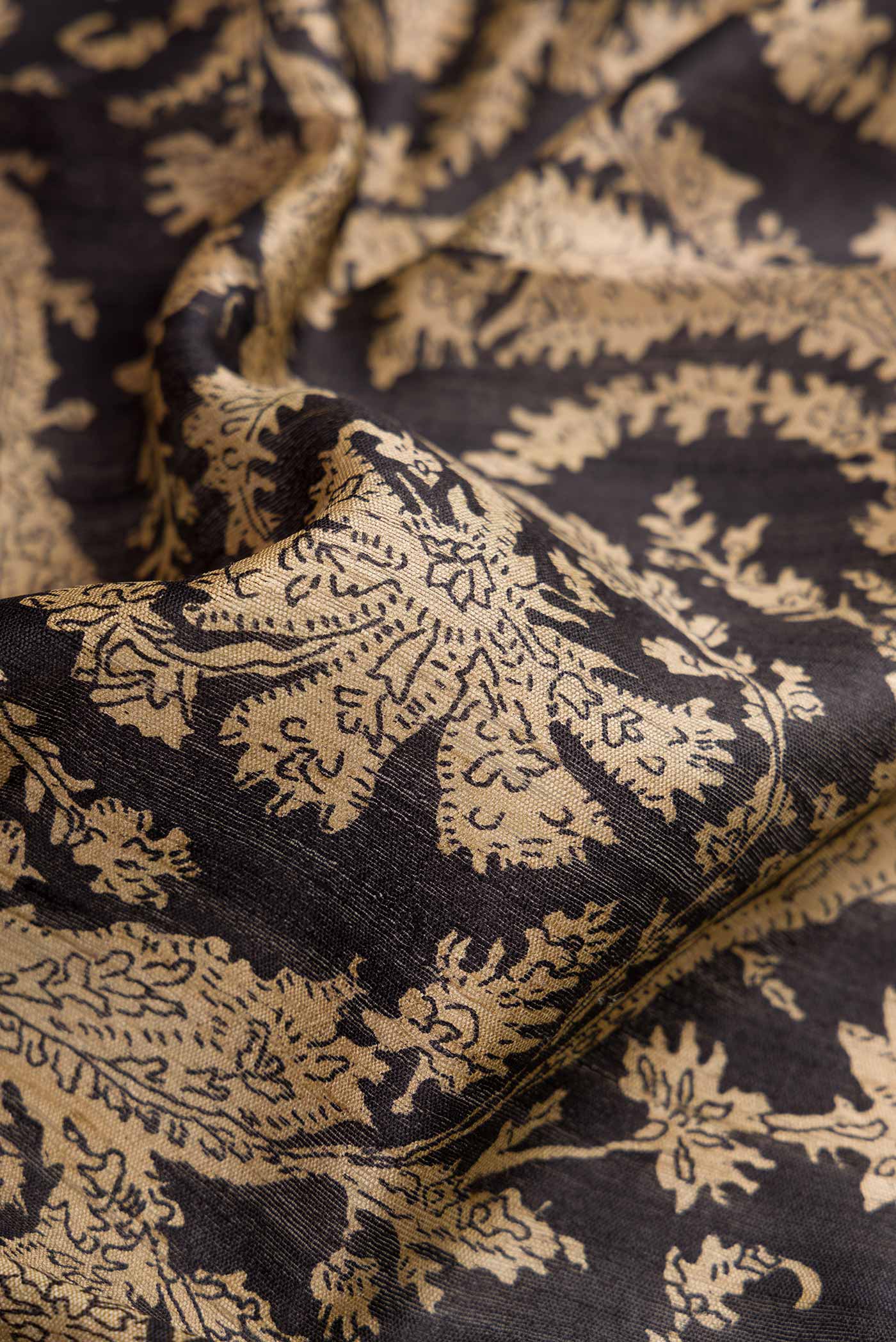 Black Tussar Silk Saree - Image 2