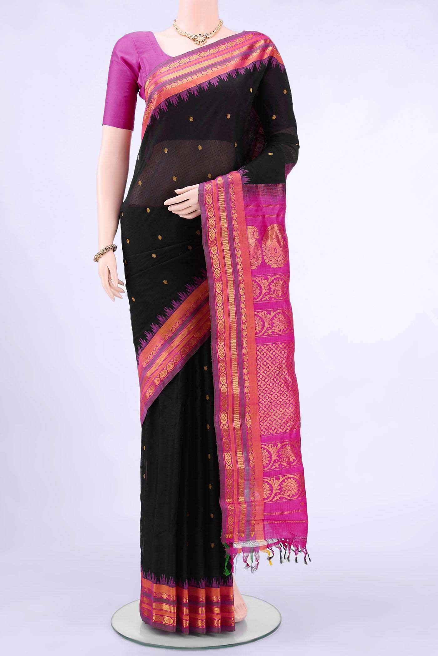 Black Gadwal Silk Saree