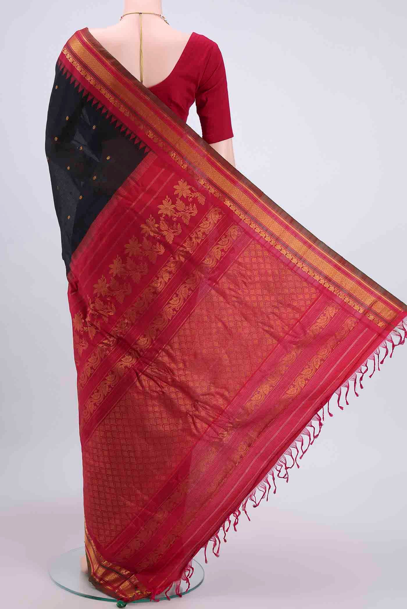 Black Gadwal Silk Saree - Image 3