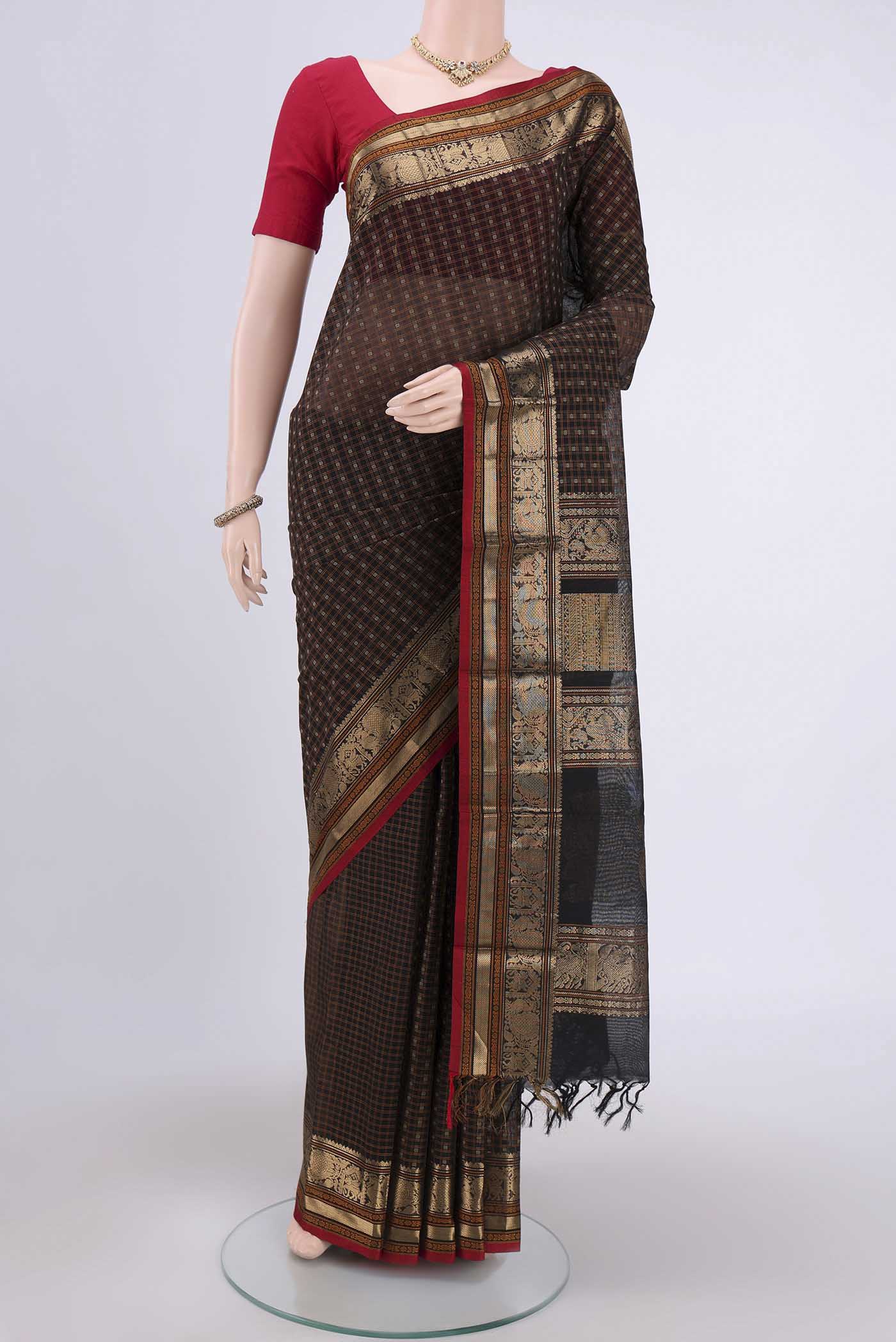 Black Kanchi Cotton Saree