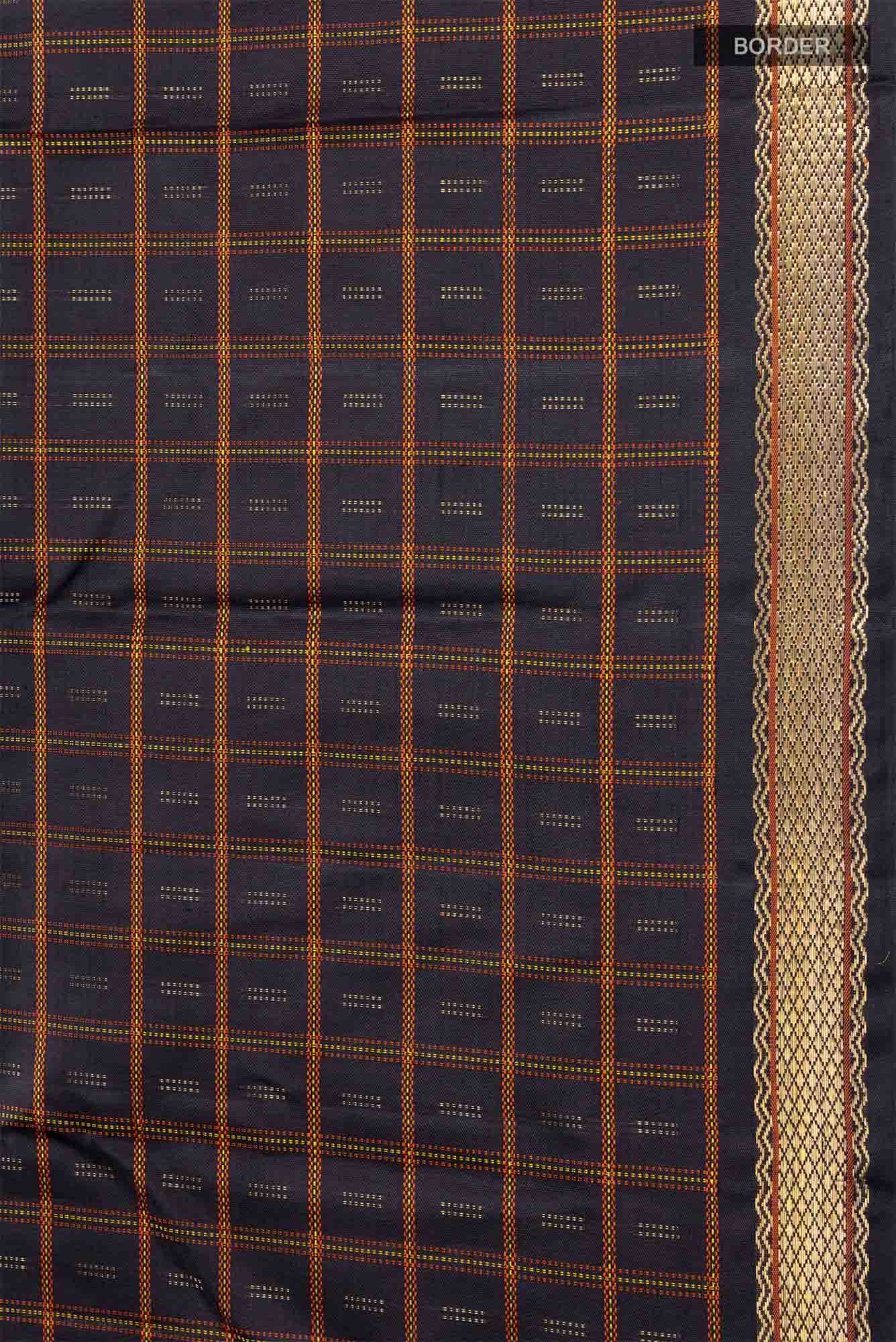 Pure Silk Pure Zari Black Kanjivaram Saree - Image 6