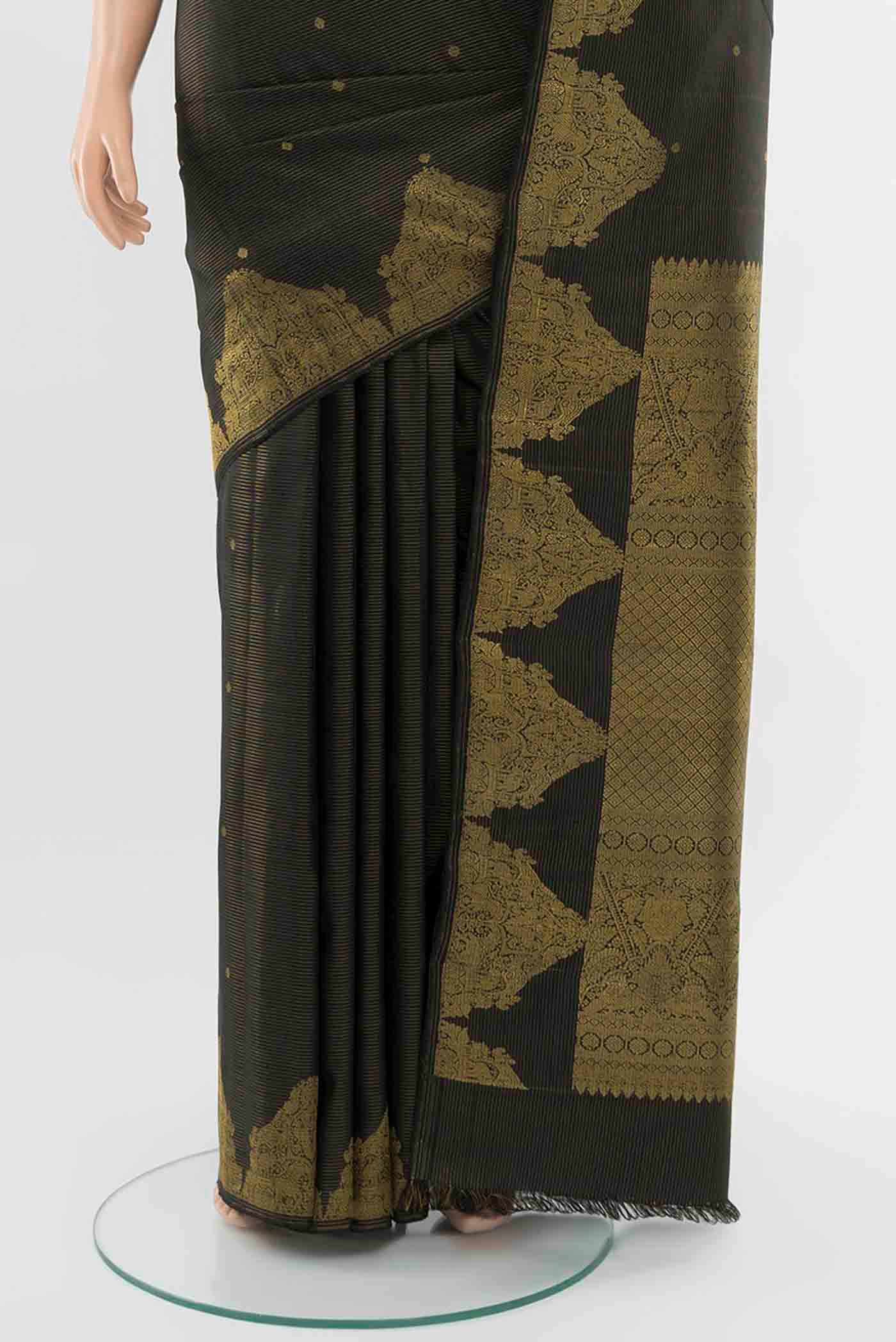 Black Kanchipuram Silk Saree - Image 3