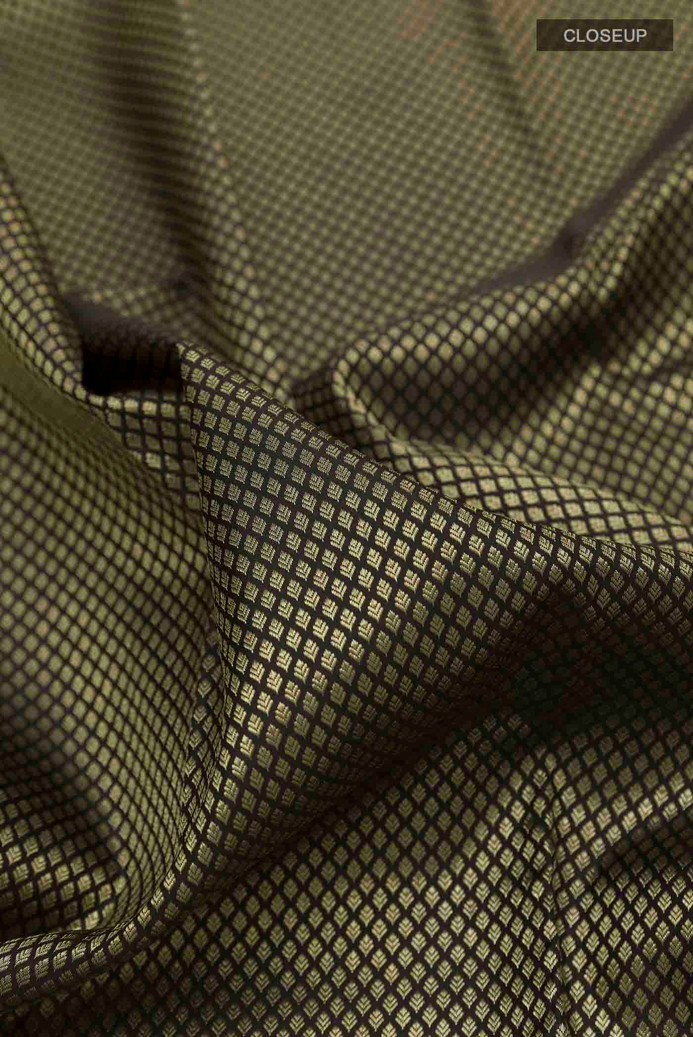 Black Kanchipuram Silk Saree - Image 2