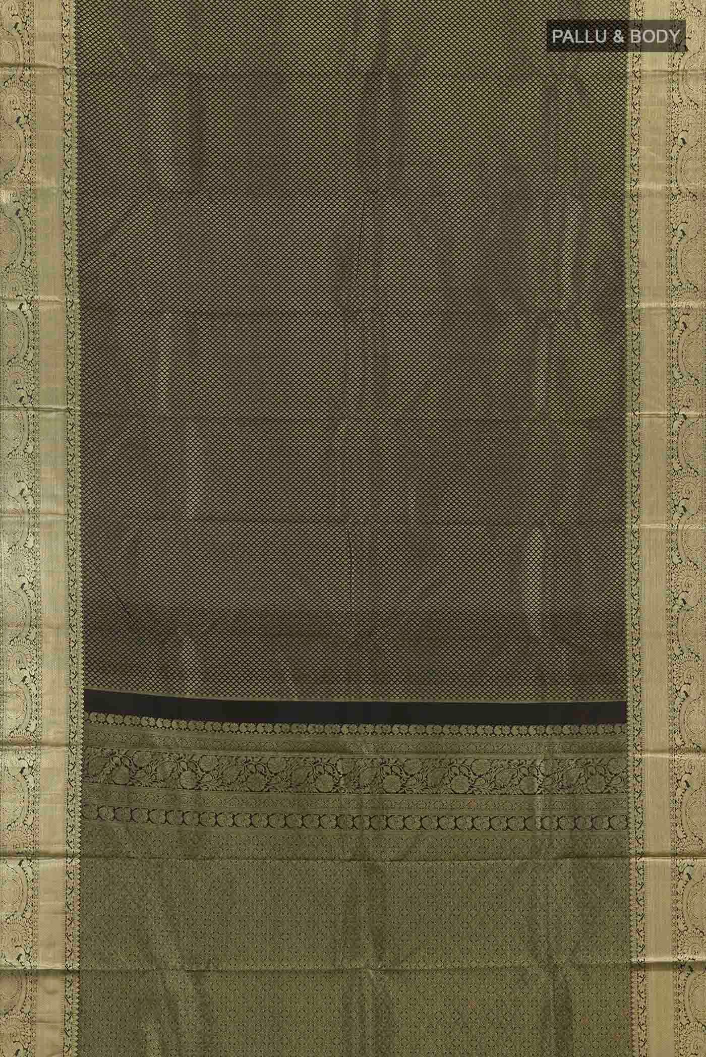 Black Kanchipuram Silk Saree - Image 6