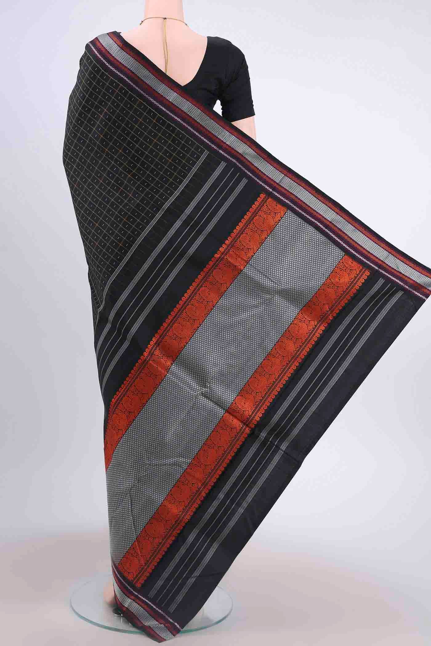 Black Kanchipuram Silk Saree - Image 3