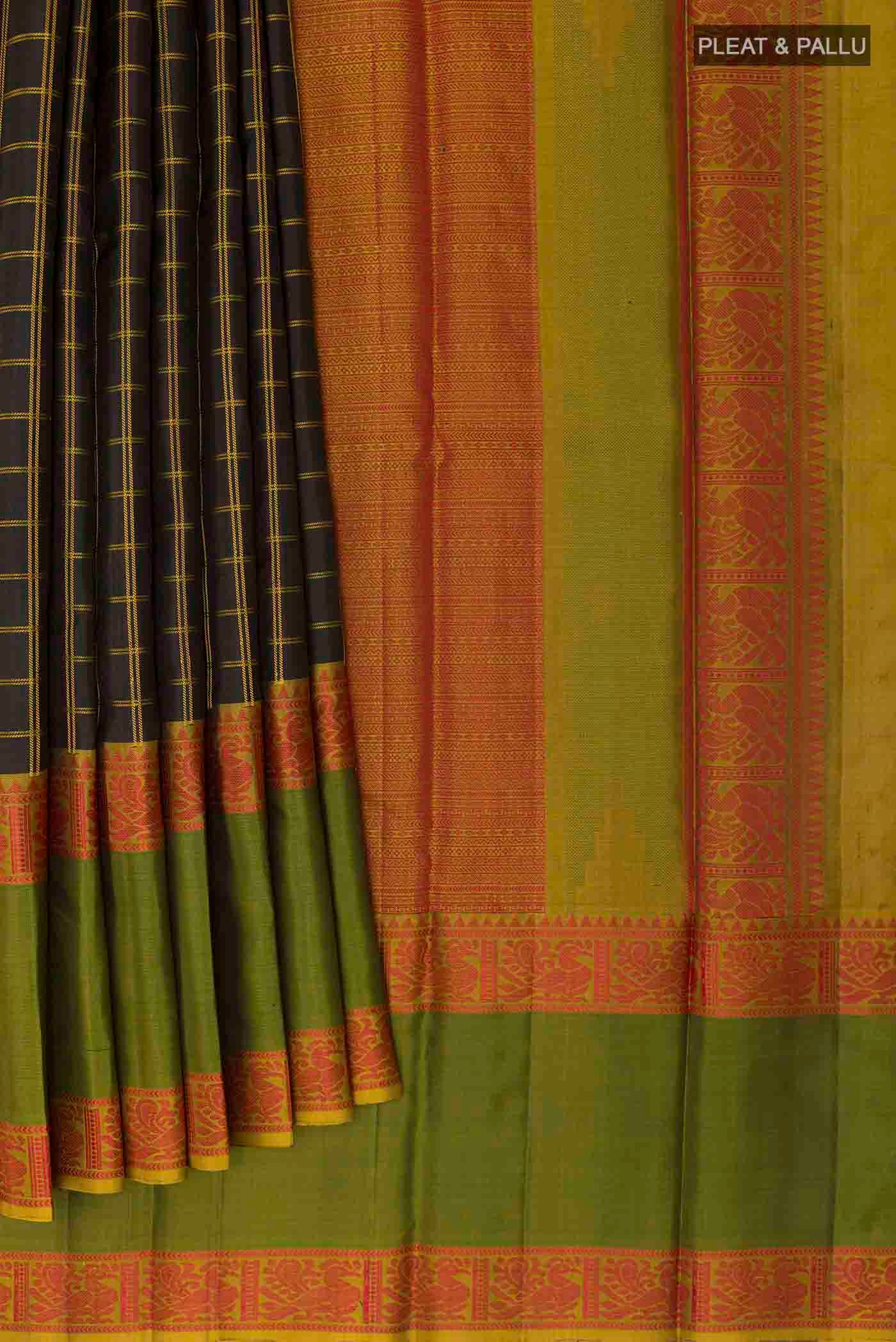 Black Kanchipuram Silk Saree - Image 4