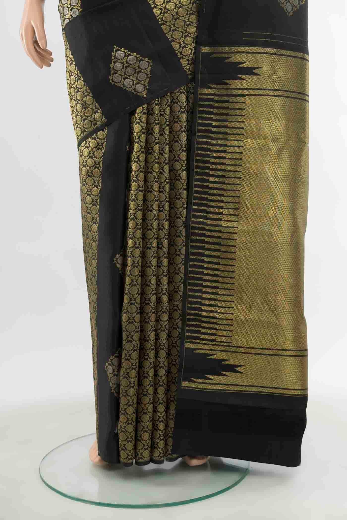 Black Kanchipuram Silk Saree - Image 3