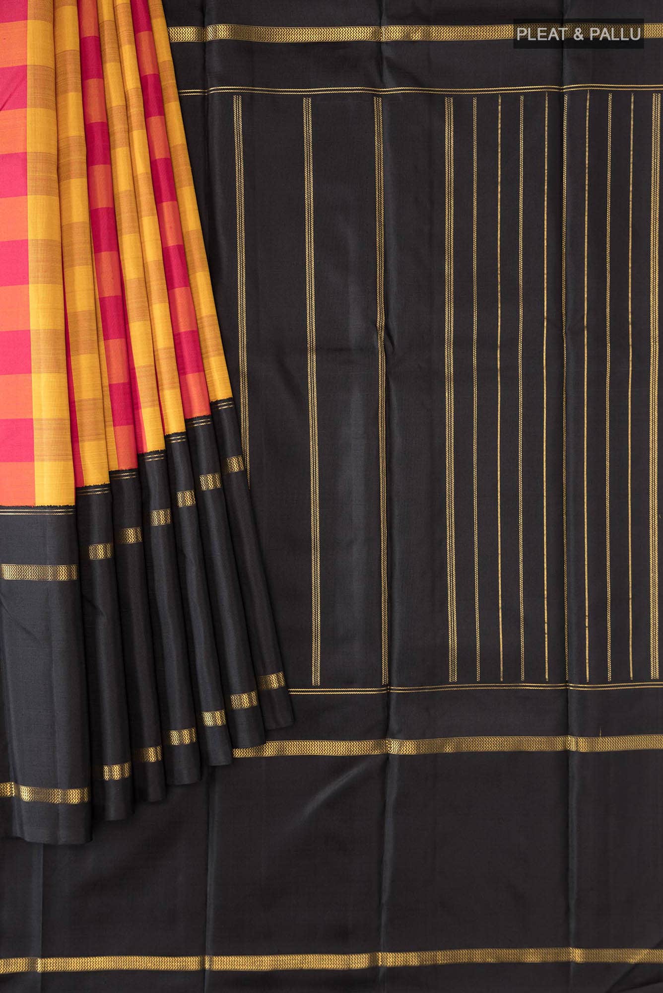 Pure Silk Pure Zari Black Kanchipuram Saree - Image 2