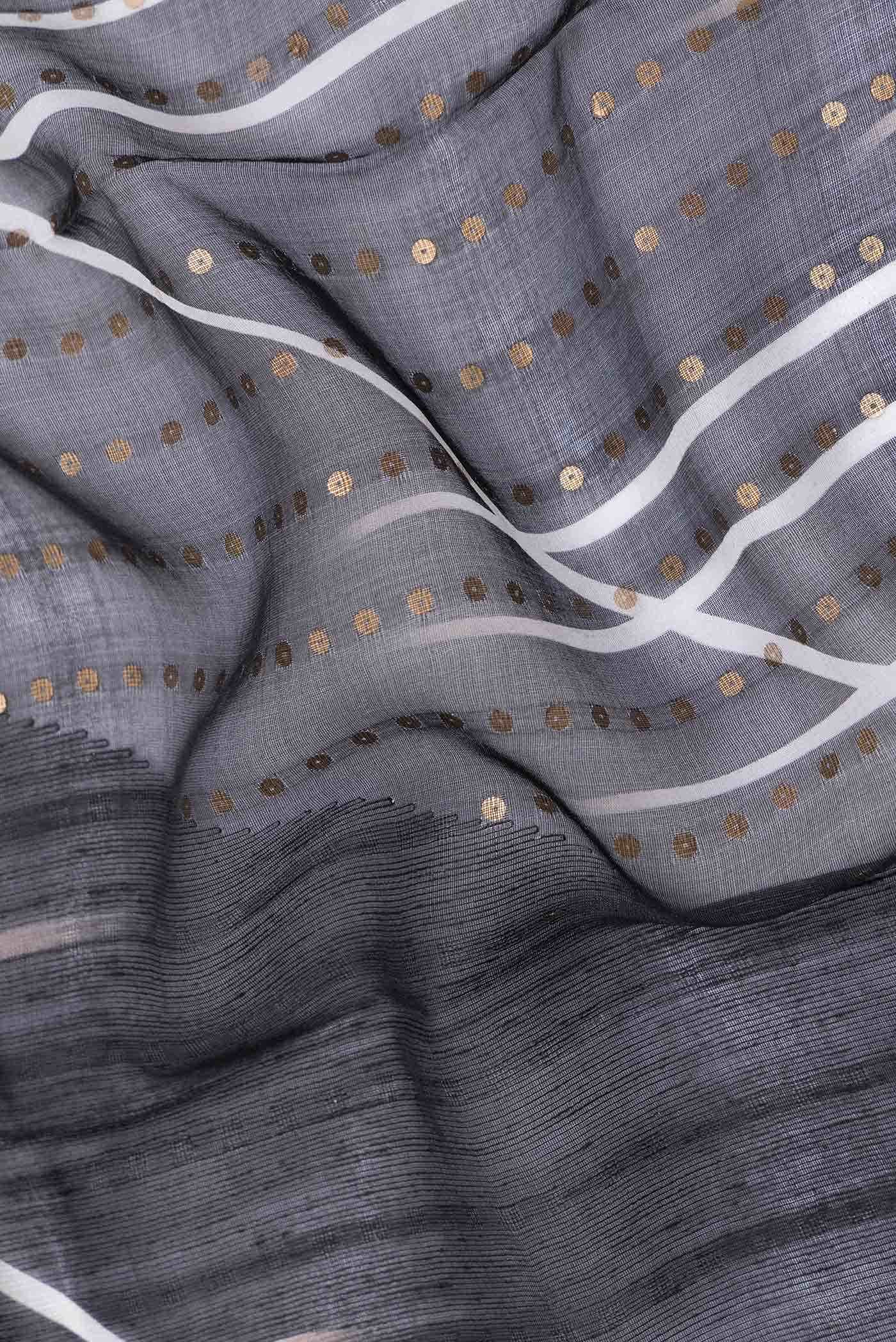 Black Linen Saree - Image 3